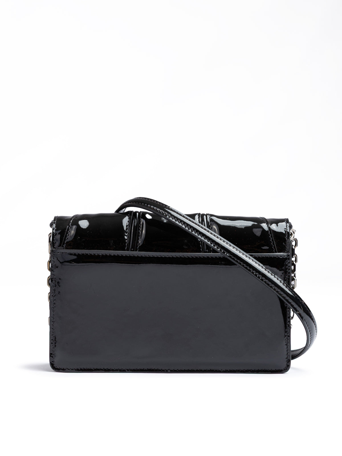 Black GT patent leather bag with chain - ventzia