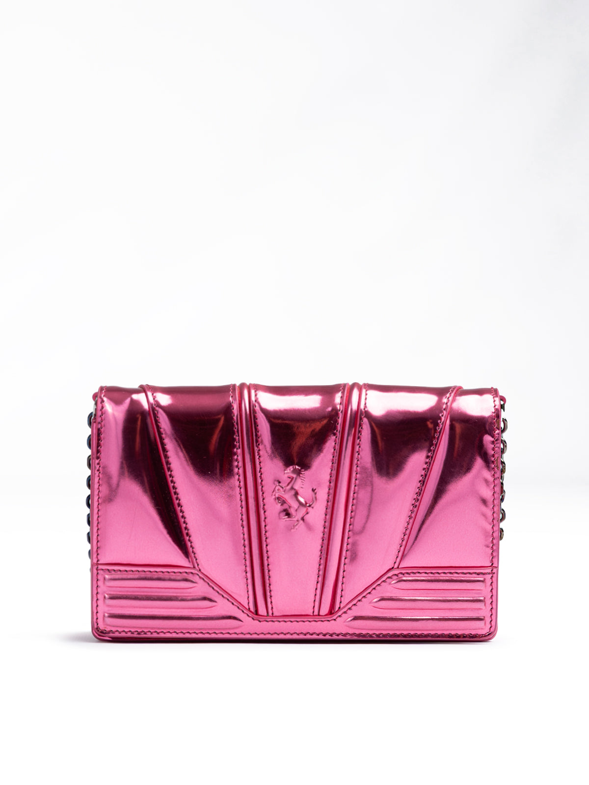 Metal Pink GT patent leather bag with chain - ventzia