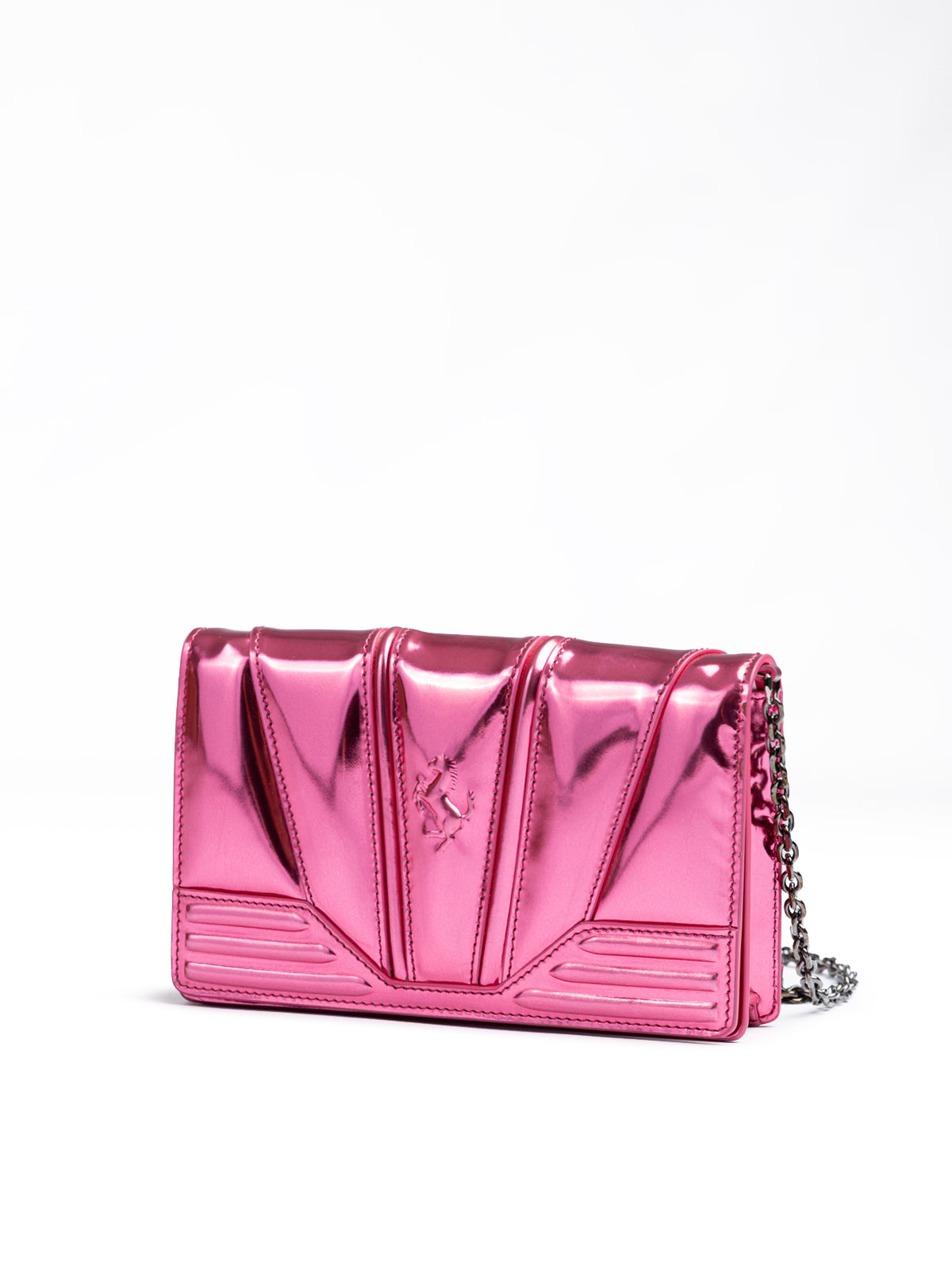 Metal Pink GT patent leather bag with chain - ventzia