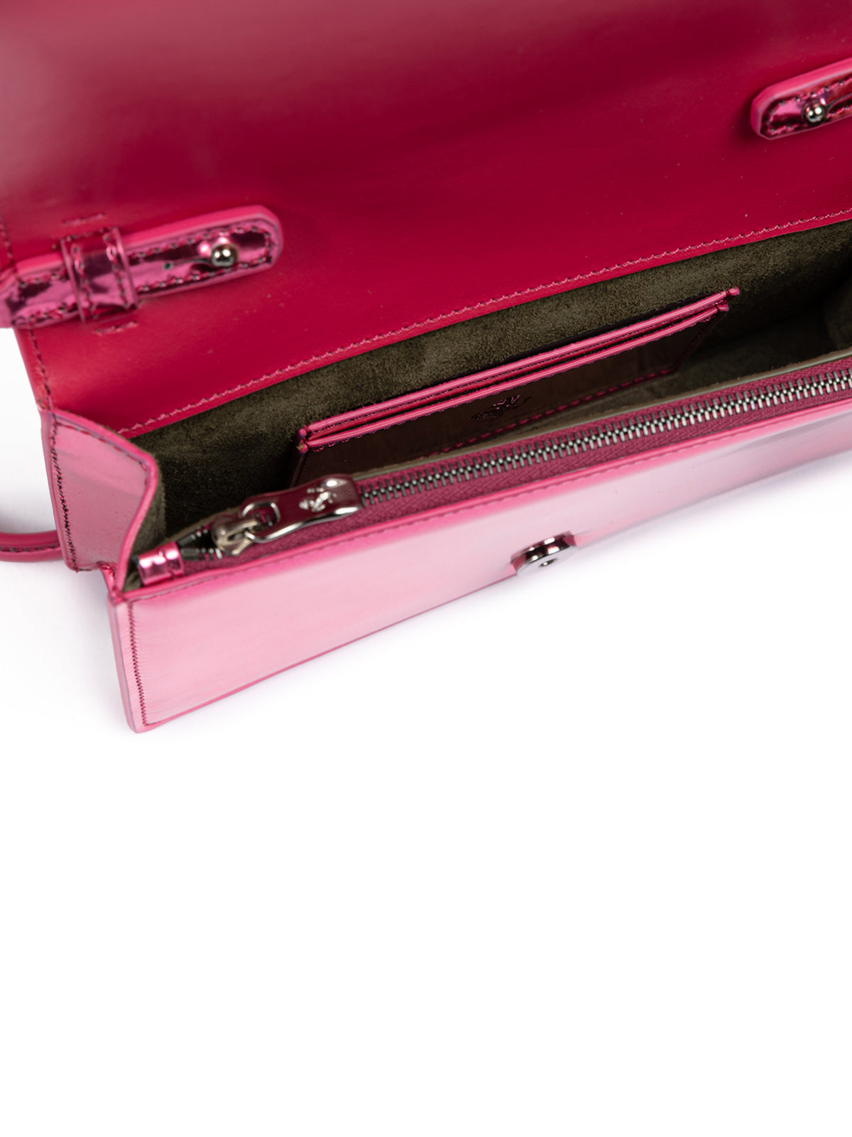Metal Pink GT patent leather bag with chain - ventzia