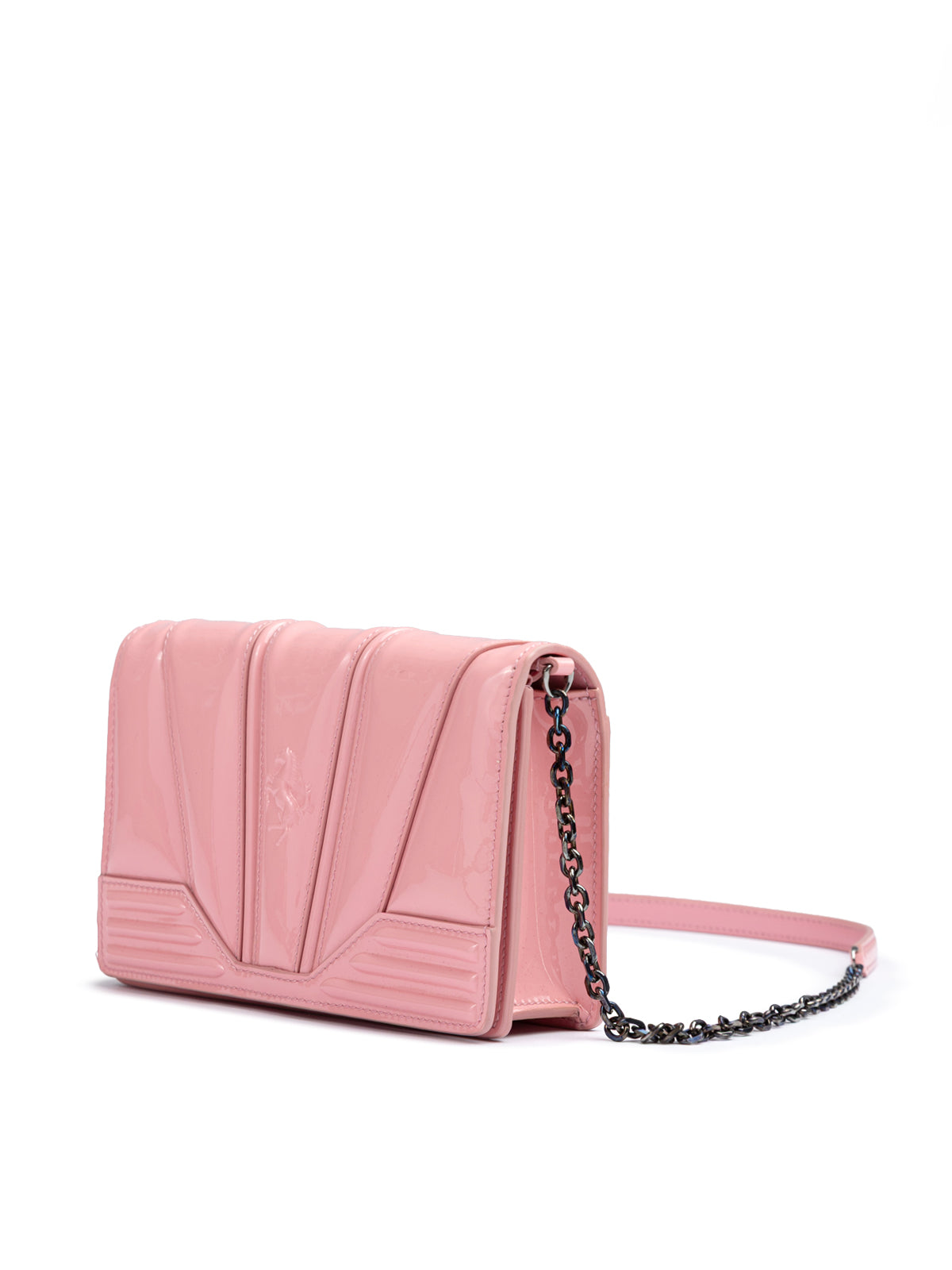 Pink GT patent leather bag with chain - ventzia