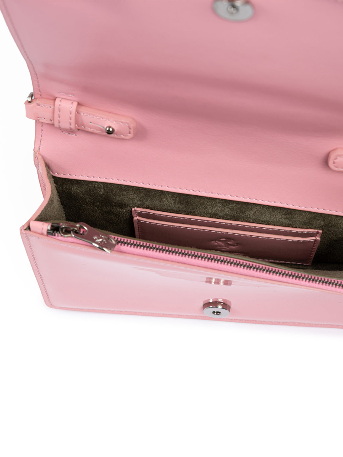 Pink GT patent leather bag with chain - ventzia