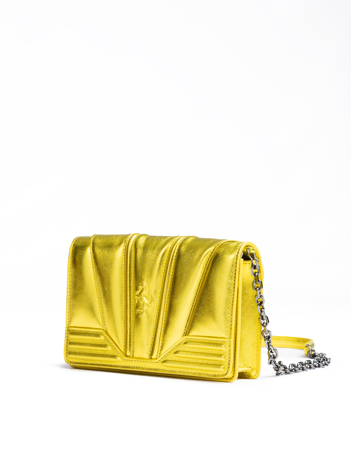 Metal Yellow GT patent leather bag with chain - ventzia