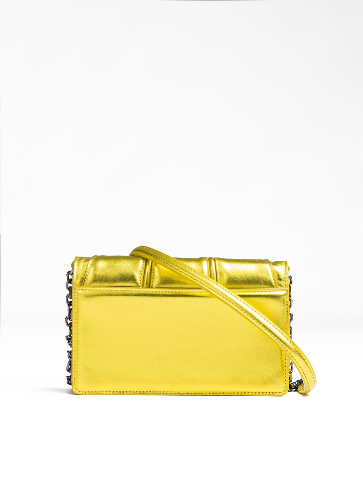 Metal Yellow GT patent leather bag with chain - ventzia