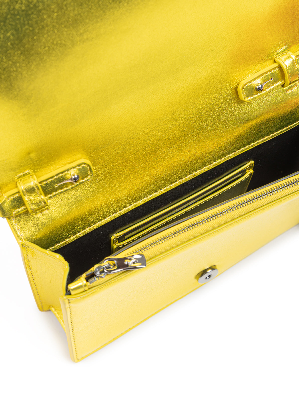 Metal Yellow GT patent leather bag with chain - ventzia