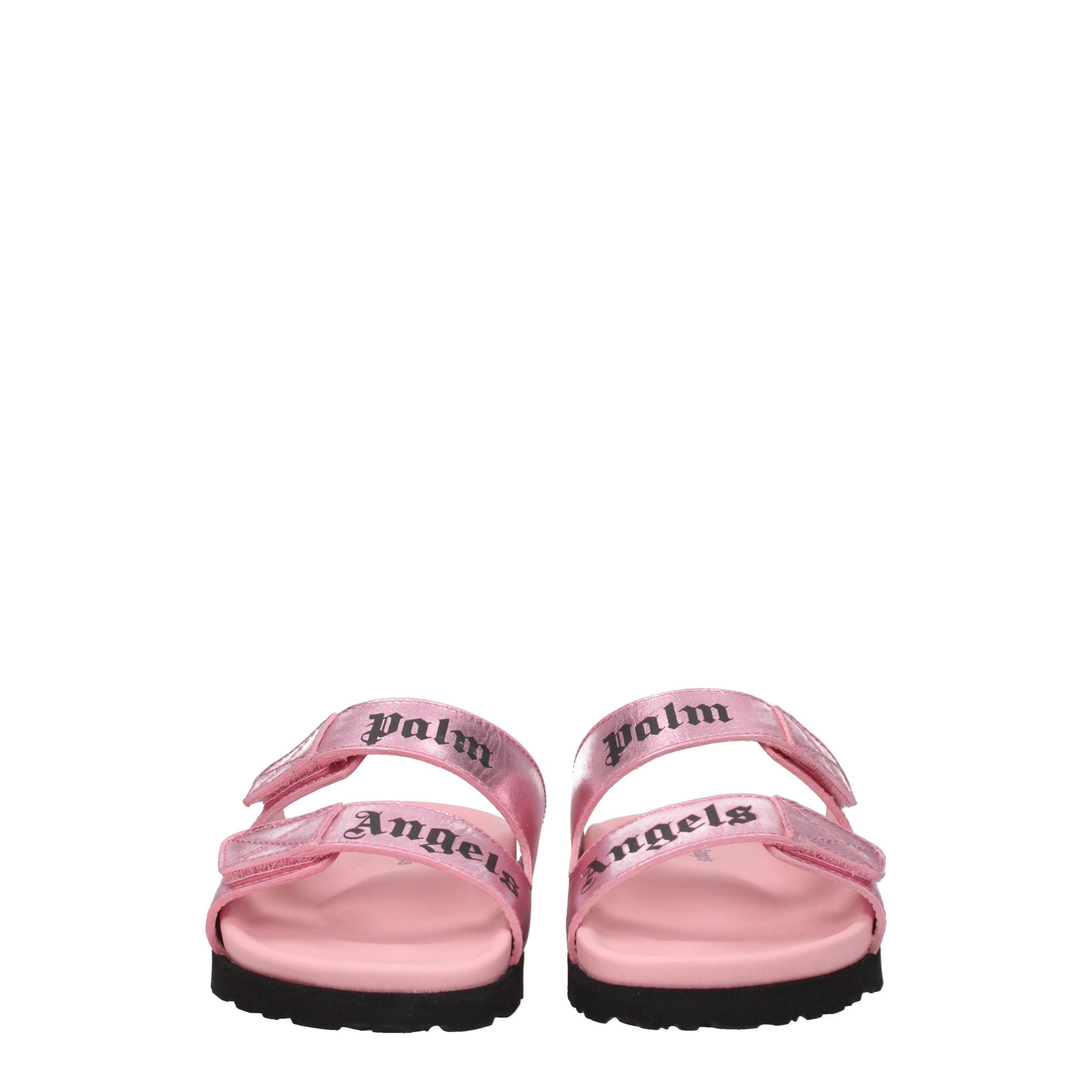 Pink Leather Slippers Sandals