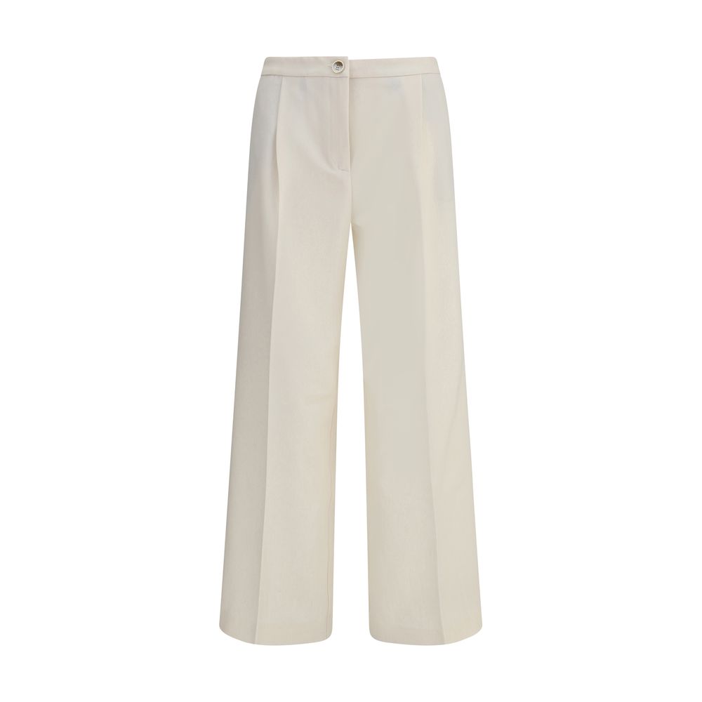 Cream Polyester Casual Pants - ventzia