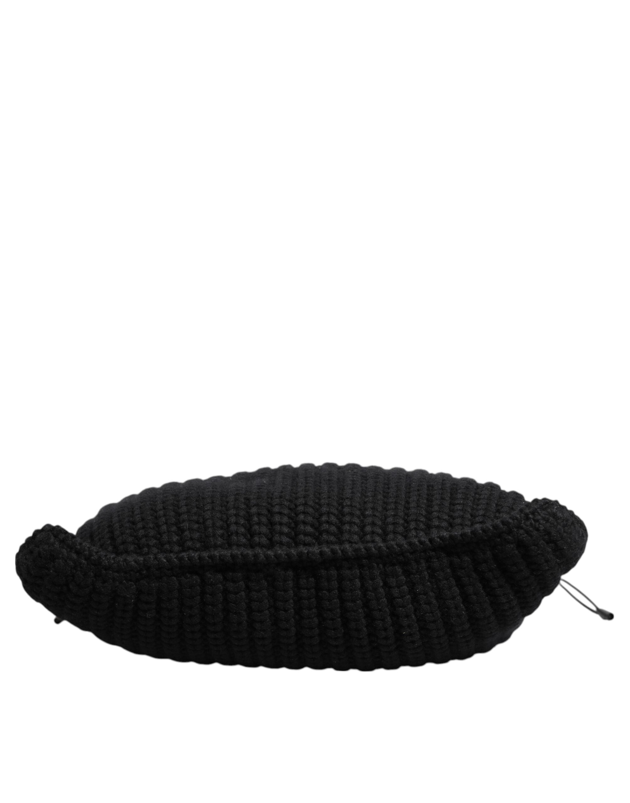 Black Cashmere Knitted Leather Shoulder Women Borse Bag - ventzia