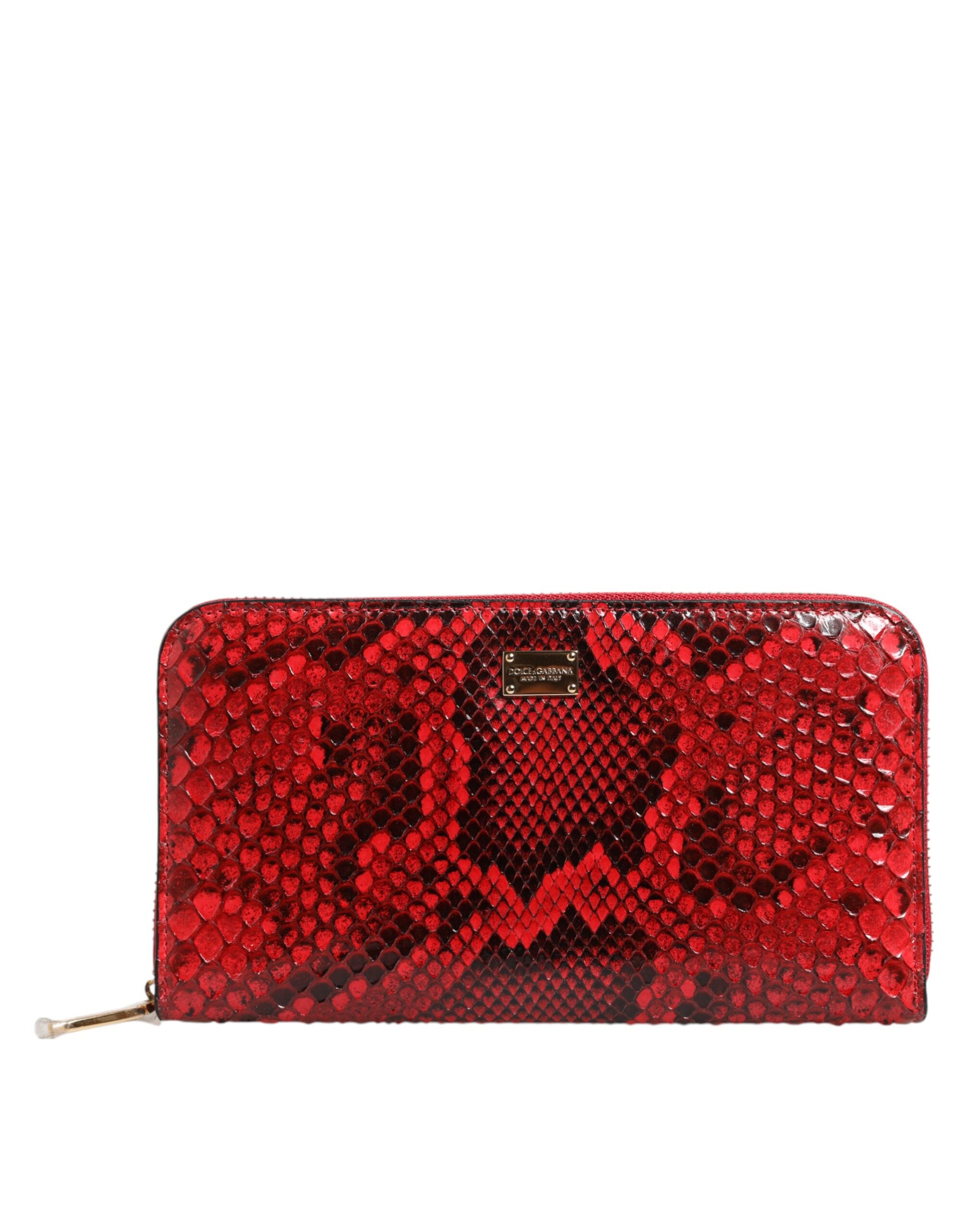 Red Exotic Leather Zip Around Continental Clutch Wallet - ventzia