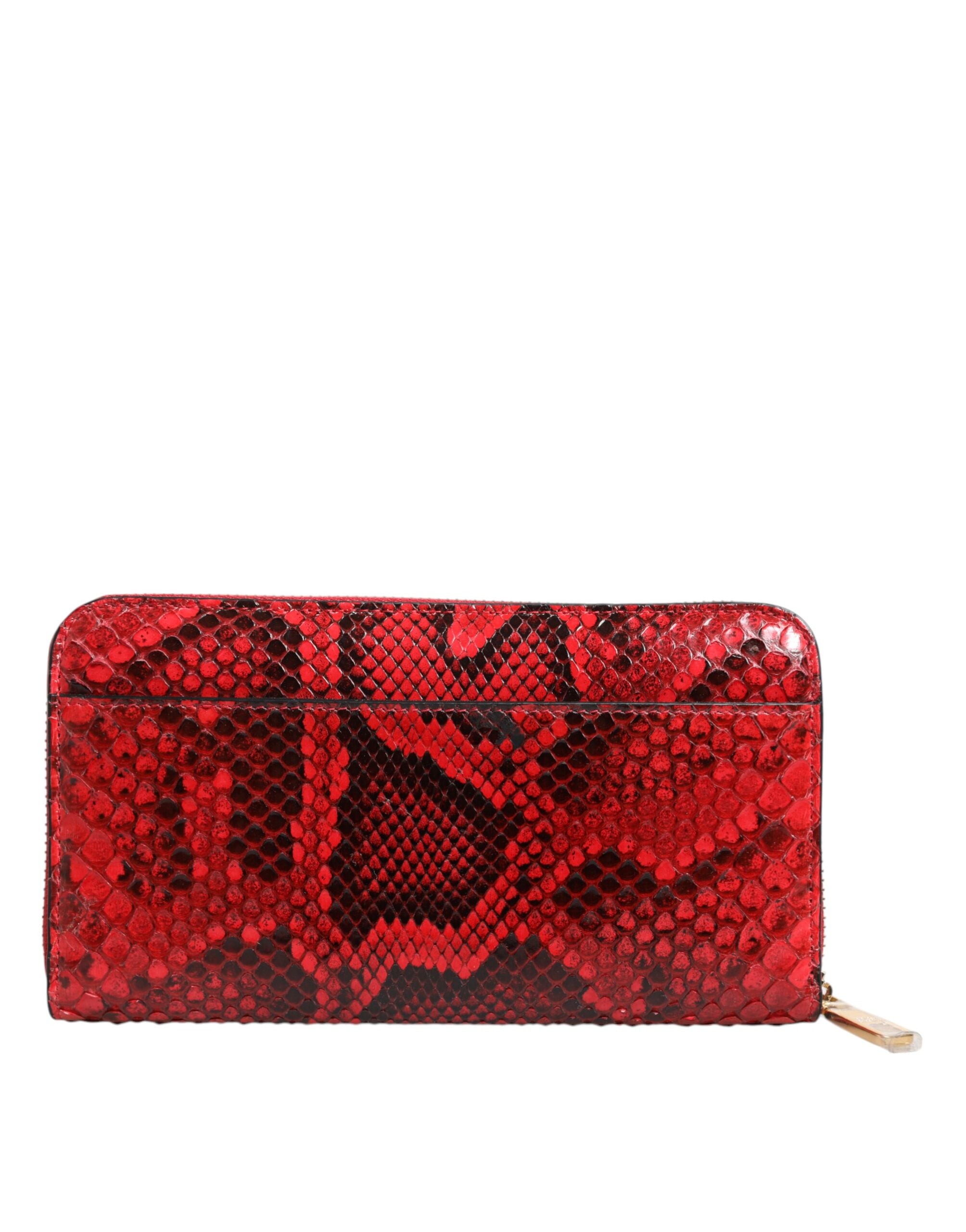 Red Exotic Leather Zip Around Continental Clutch Wallet - ventzia