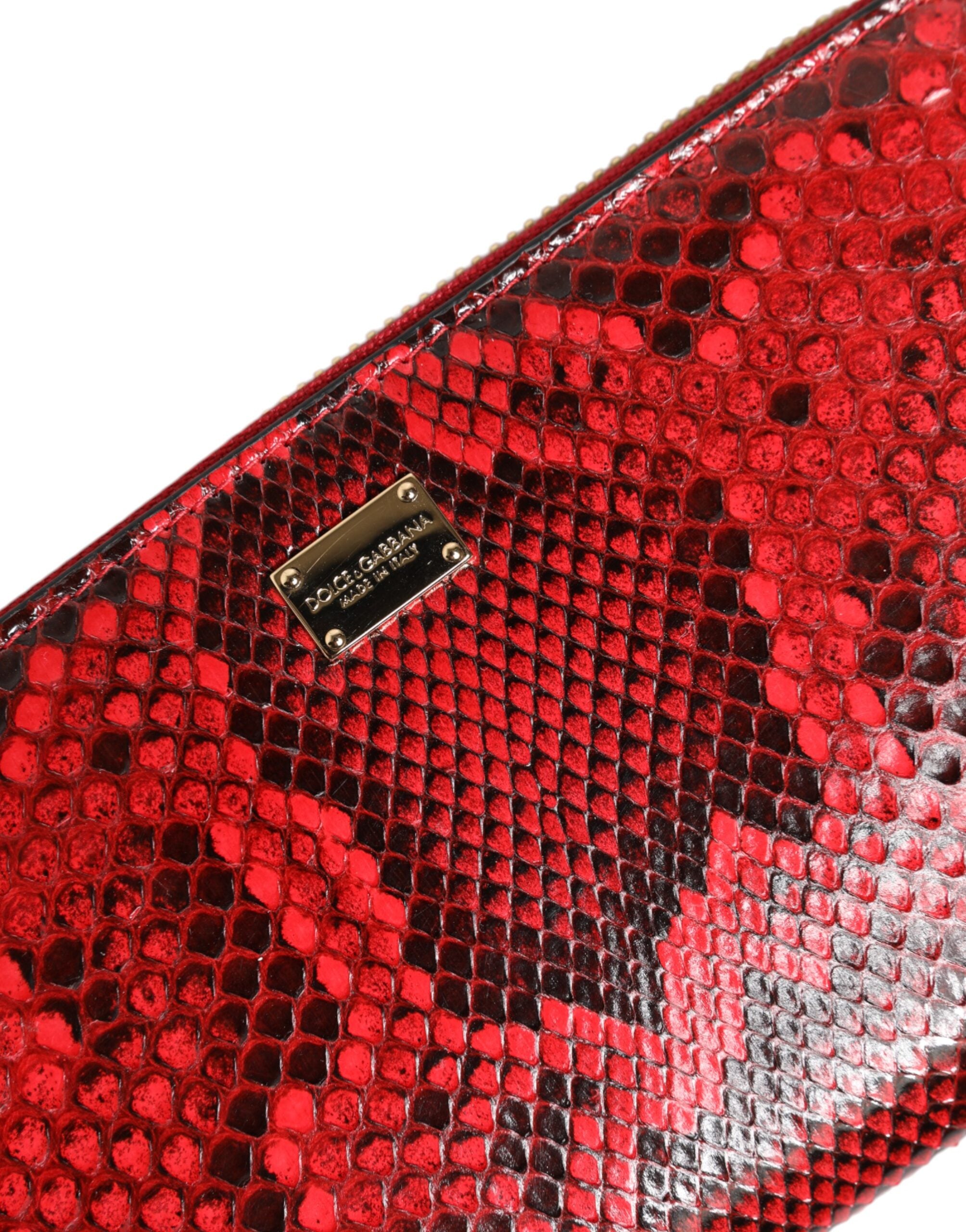 Red Exotic Leather Zip Around Continental Clutch Wallet - ventzia