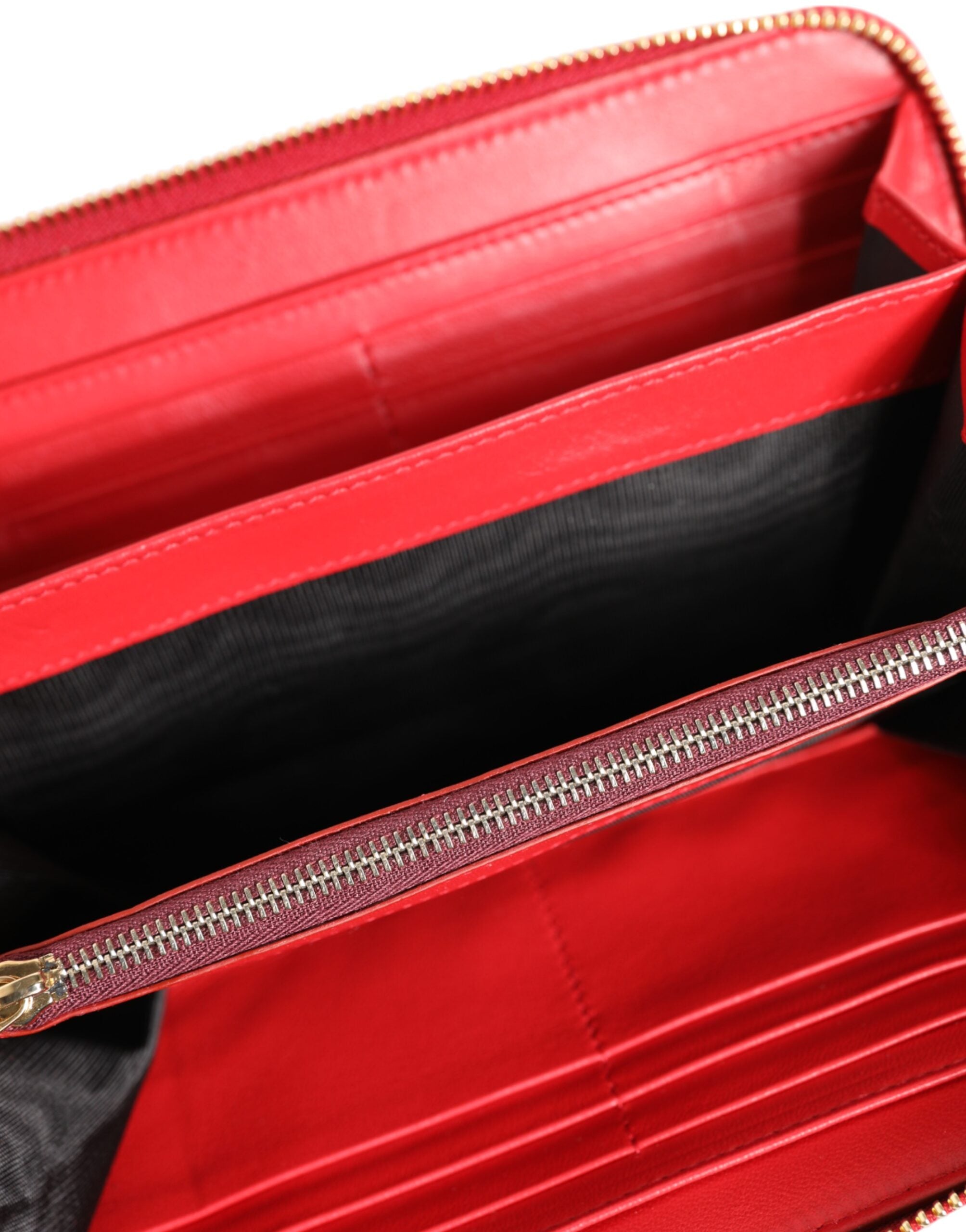 Red Exotic Leather Zip Around Continental Clutch Wallet - ventzia