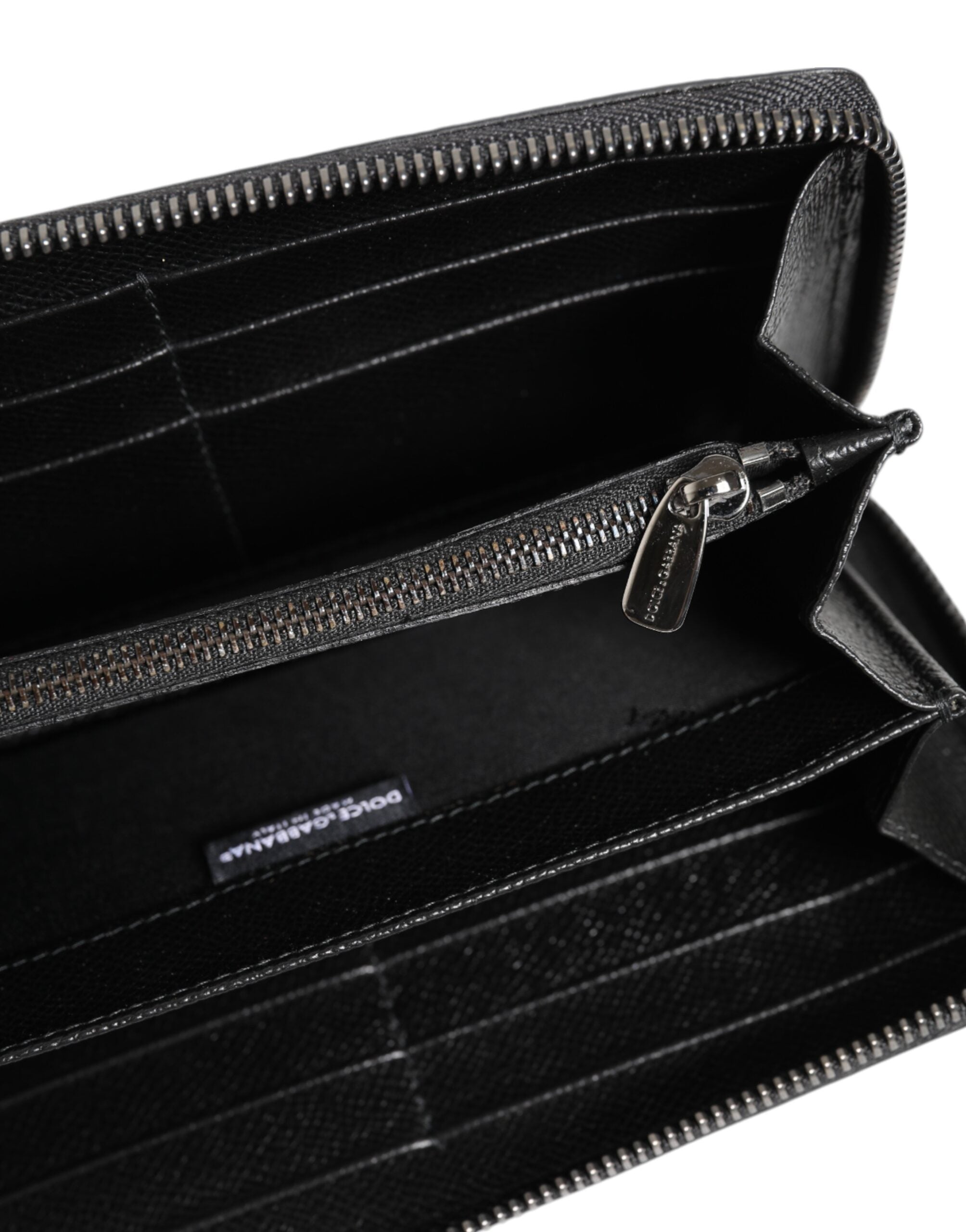 Black Gray Leopard Leather Zip Around Continental Wallet - ventzia
