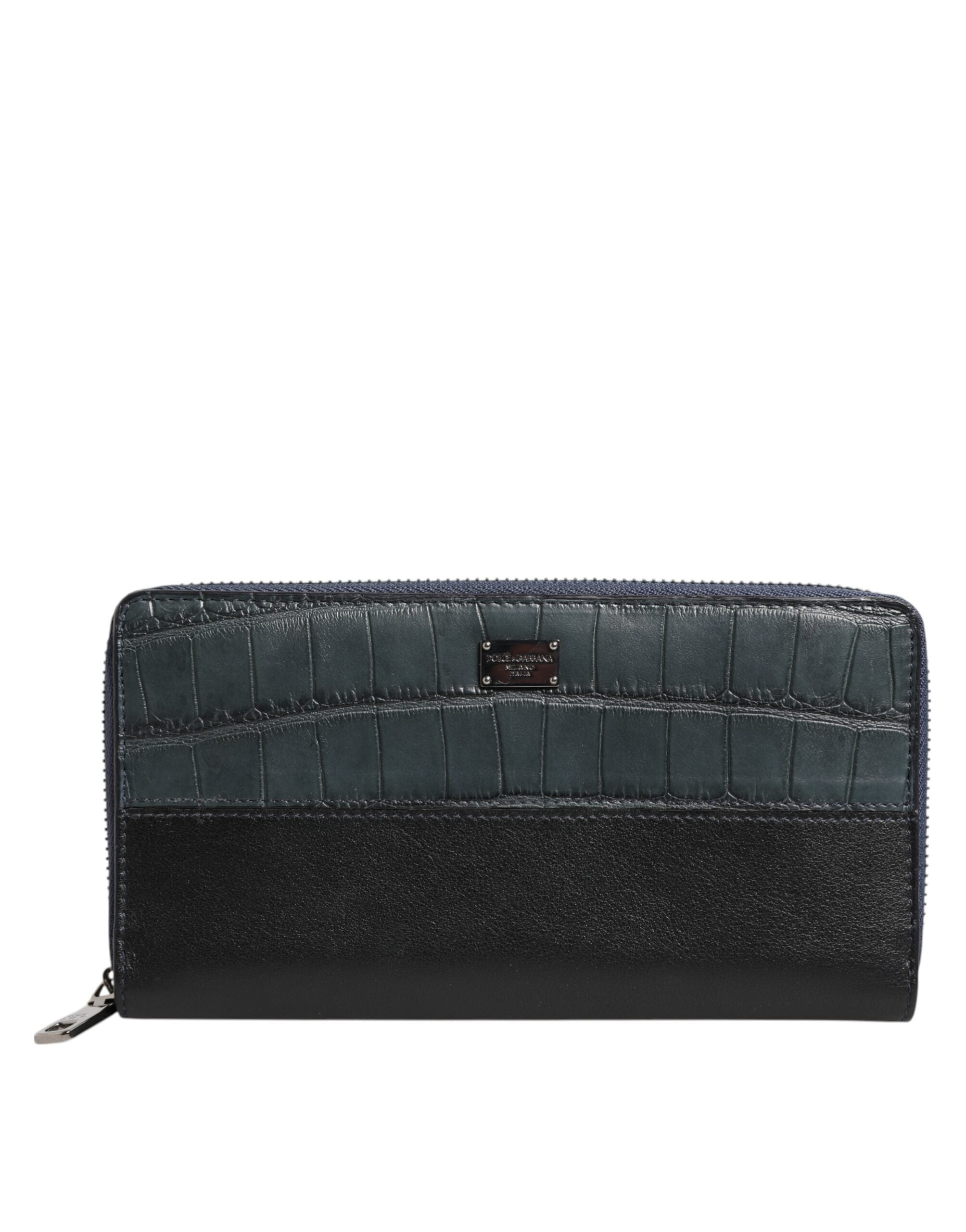 Black Blue Exotic Leather Men Continental Clutch Wallet - ventzia