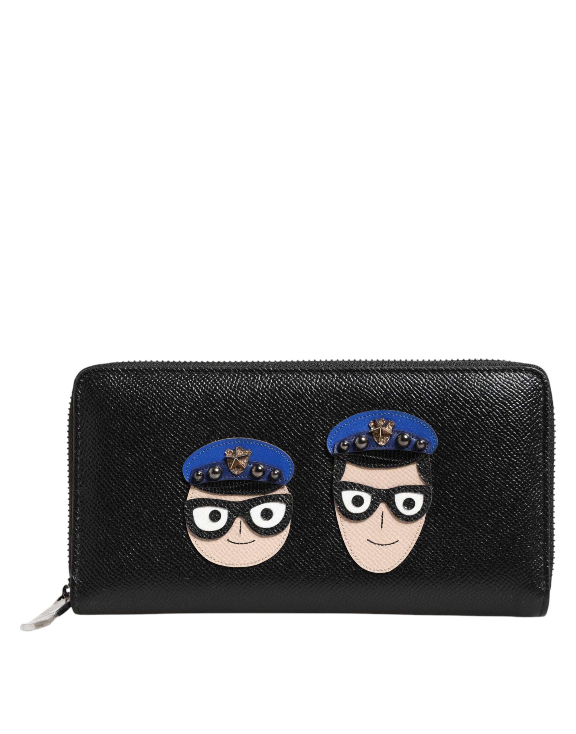 Black Leather #DGFAMILY Zipper Continental Mens Wallet - ventzia