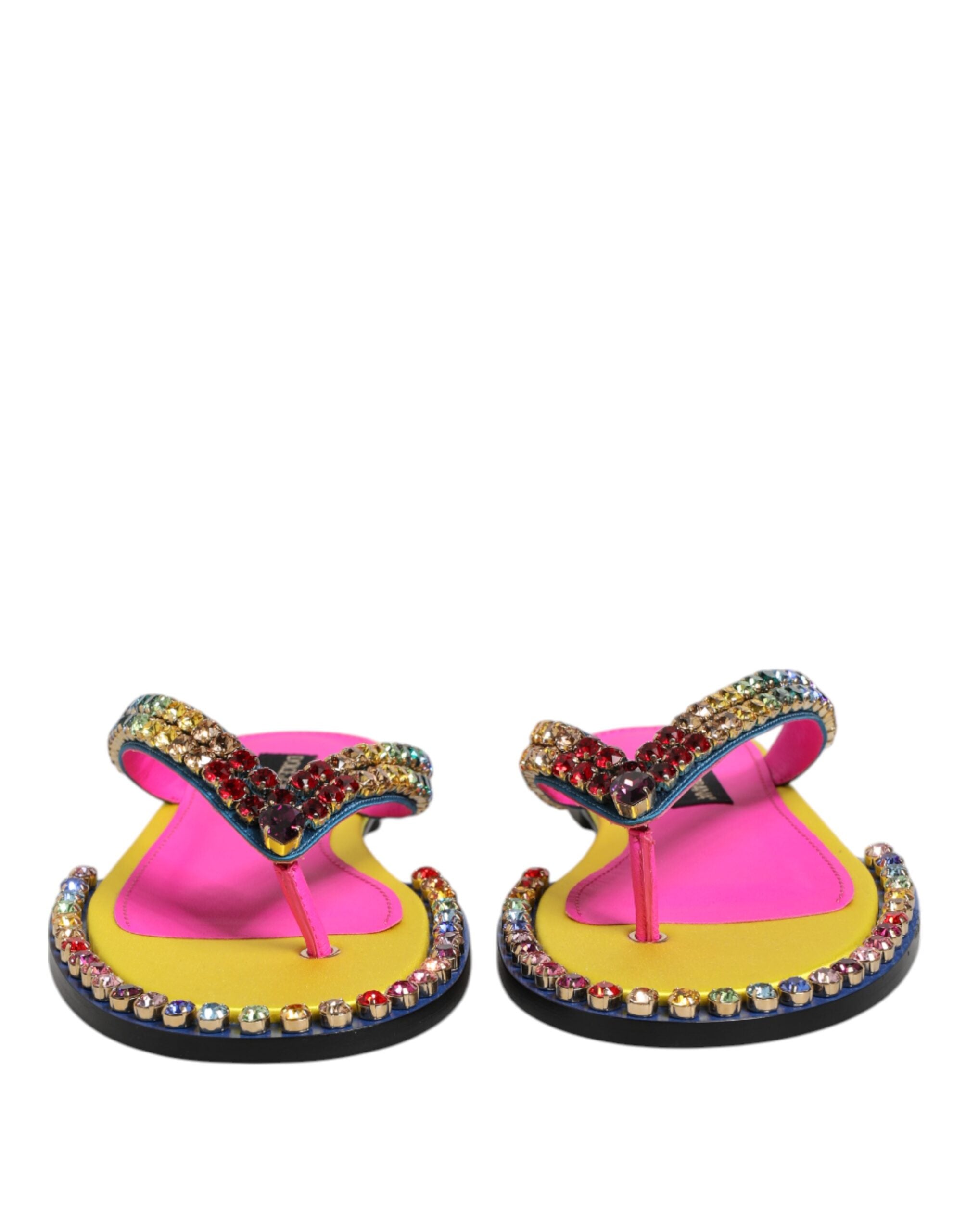 Multicolor Rhinestone Flip Flop Flat Sandals Shoes - ventzia