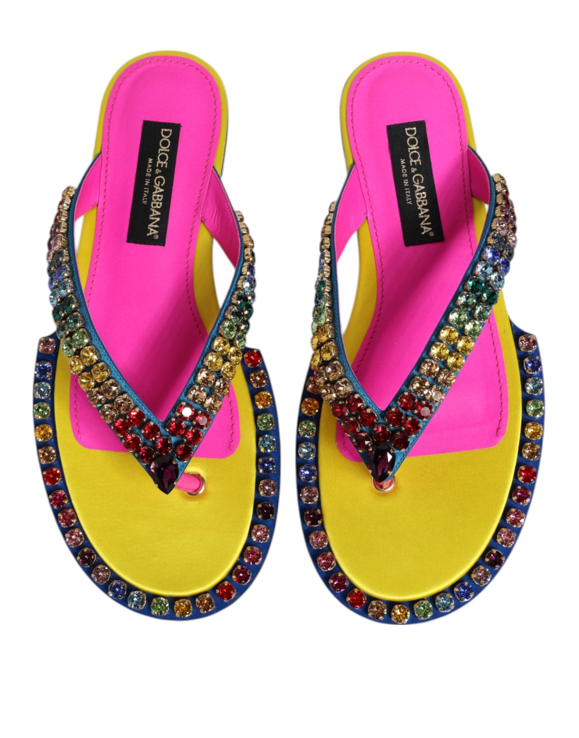 Multicolor Rhinestone Flip Flop Flat Sandals Shoes - ventzia