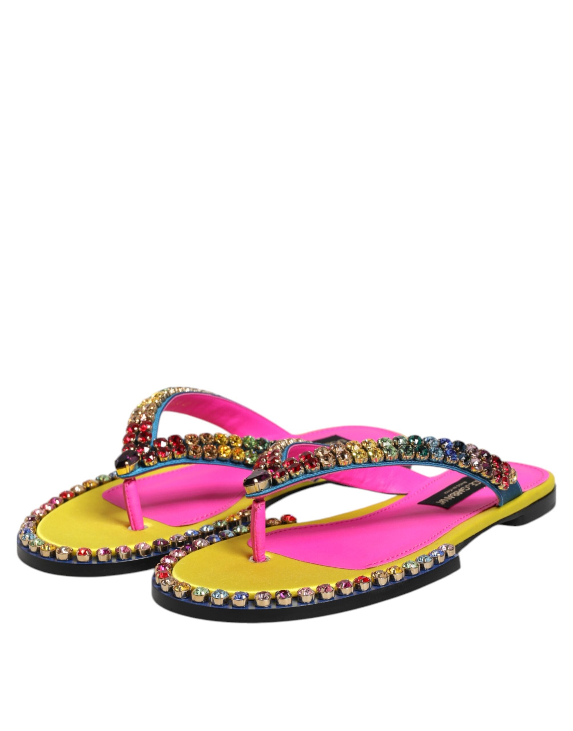 Multicolor Rhinestone Flip Flop Flat Sandals Shoes - ventzia