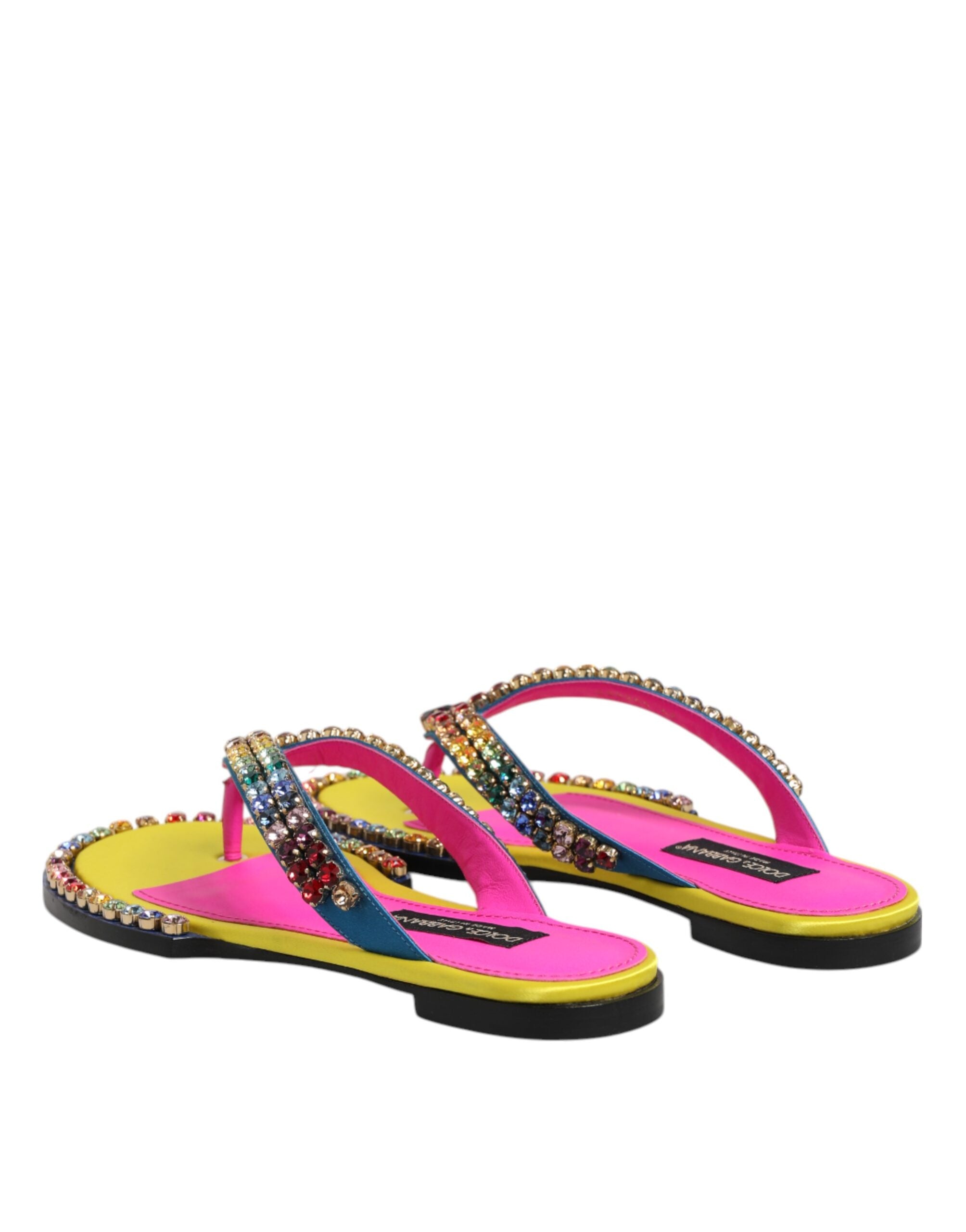 Multicolor Rhinestone Flip Flop Flat Sandals Shoes - ventzia