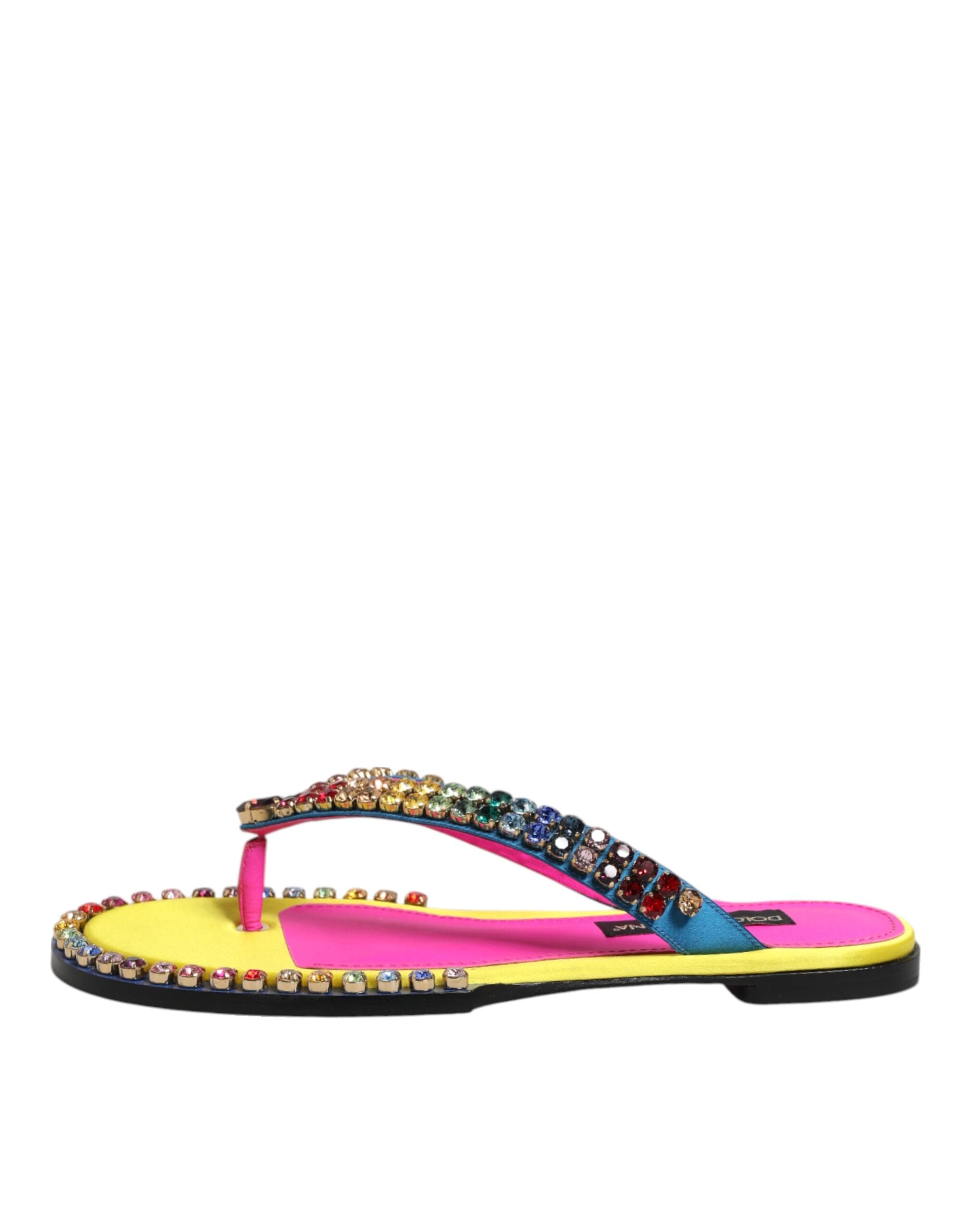 Multicolor Rhinestone Flip Flop Flat Sandals Shoes - ventzia