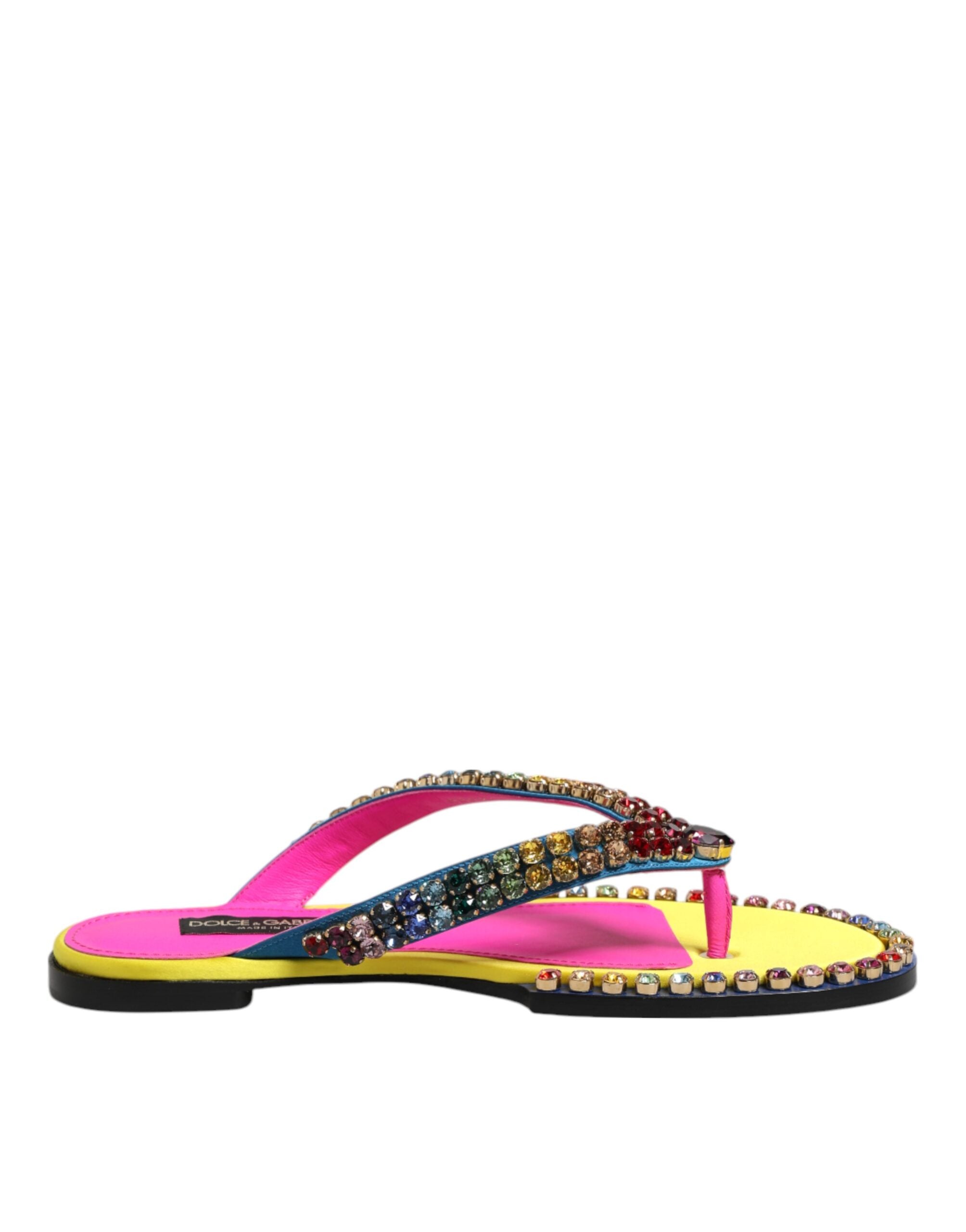 Multicolor Rhinestone Flip Flop Flat Sandals Shoes - ventzia
