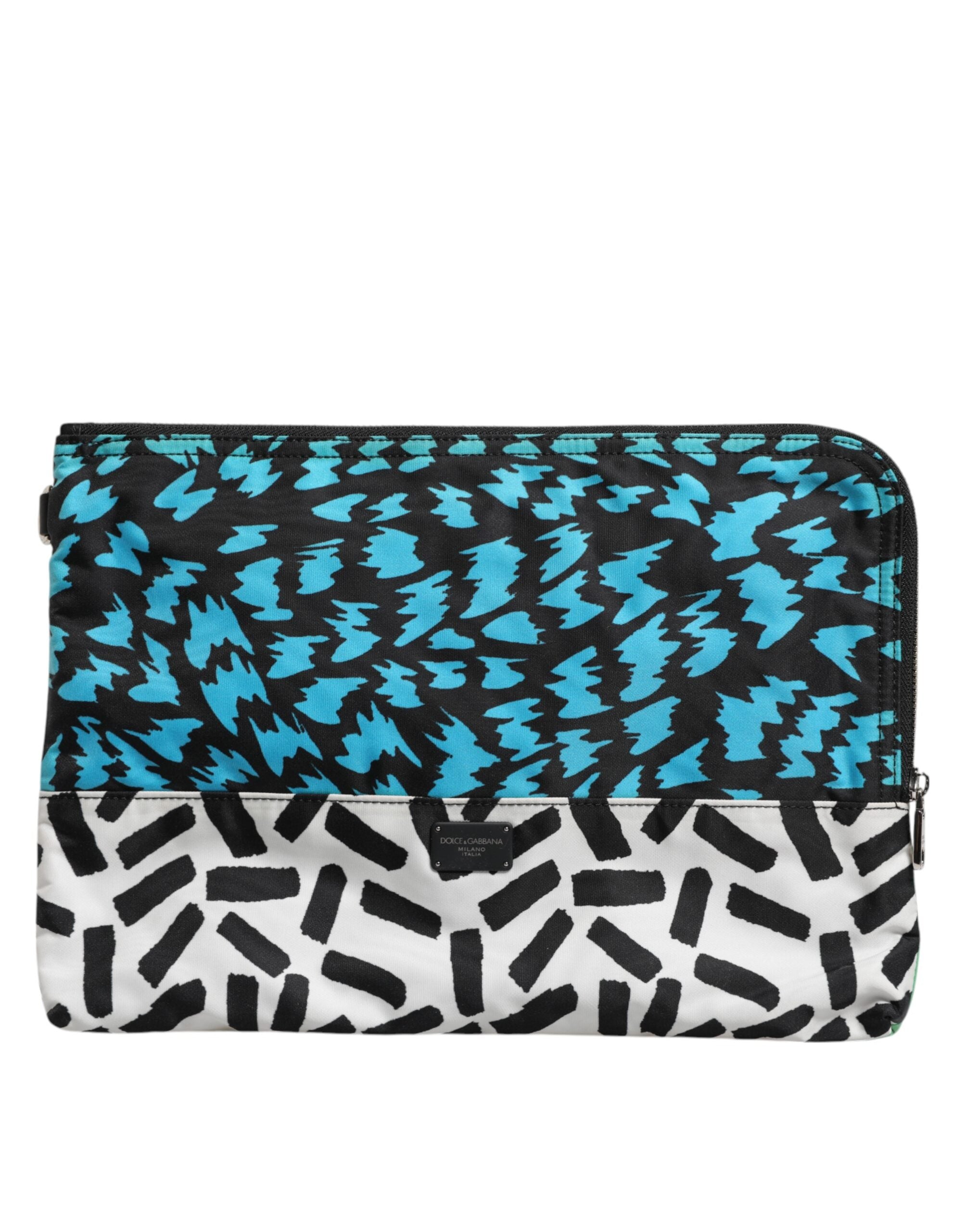 Multicolor Printed Nylon Logo Plaque Men Clutch Pouch Bag - ventzia