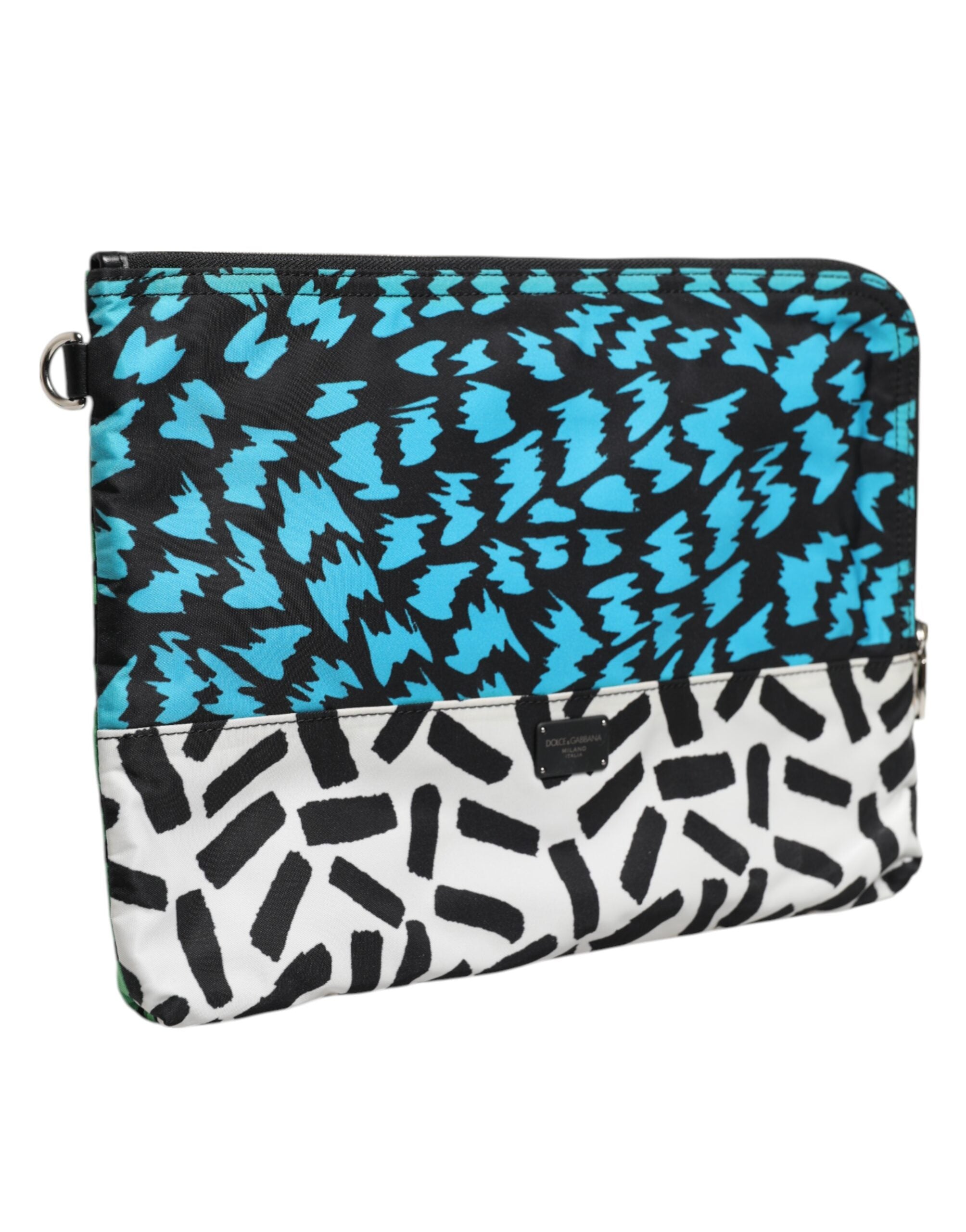 Multicolor Printed Nylon Logo Plaque Men Clutch Pouch Bag - ventzia
