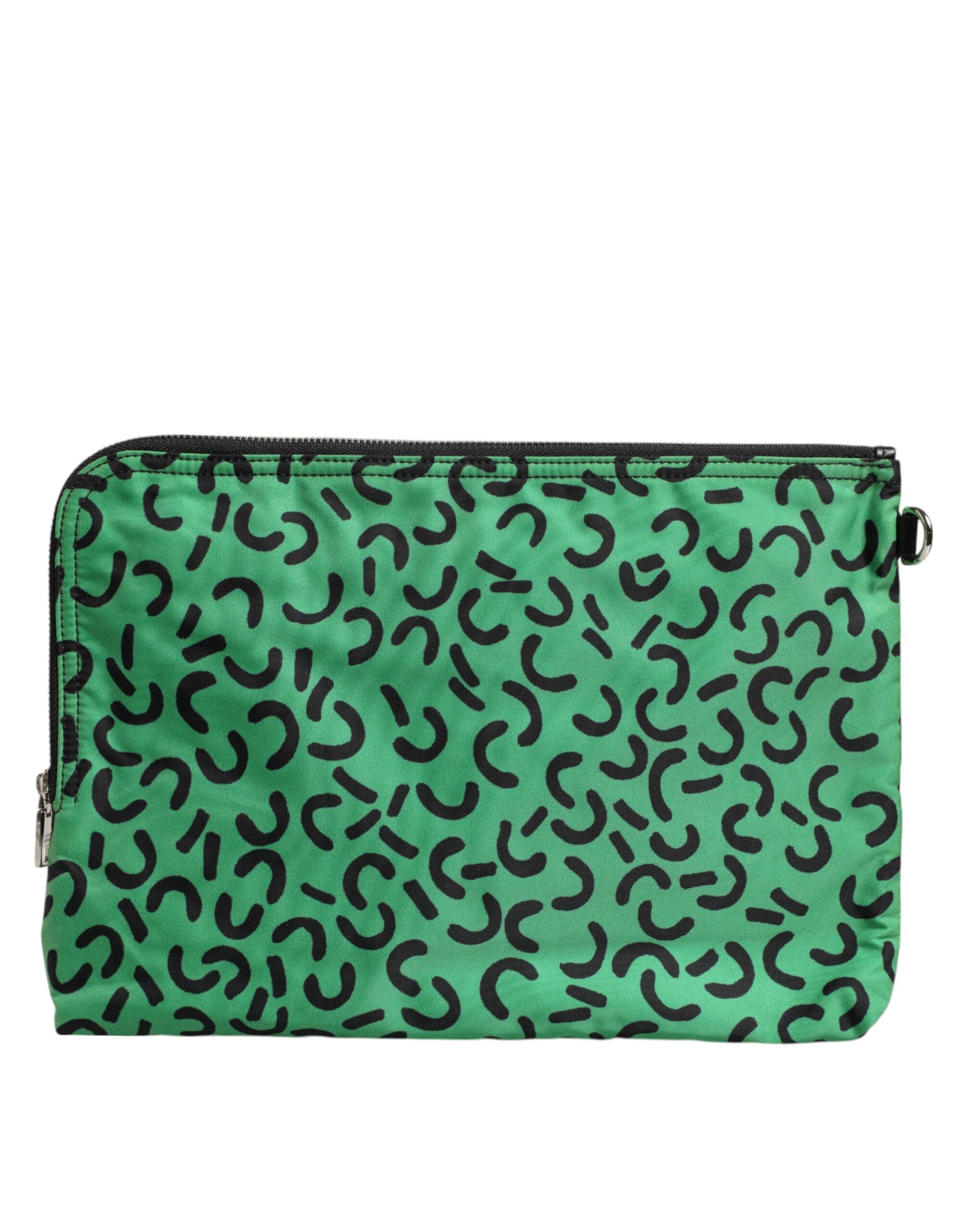 Multicolor Printed Nylon Logo Plaque Men Clutch Pouch Bag - ventzia