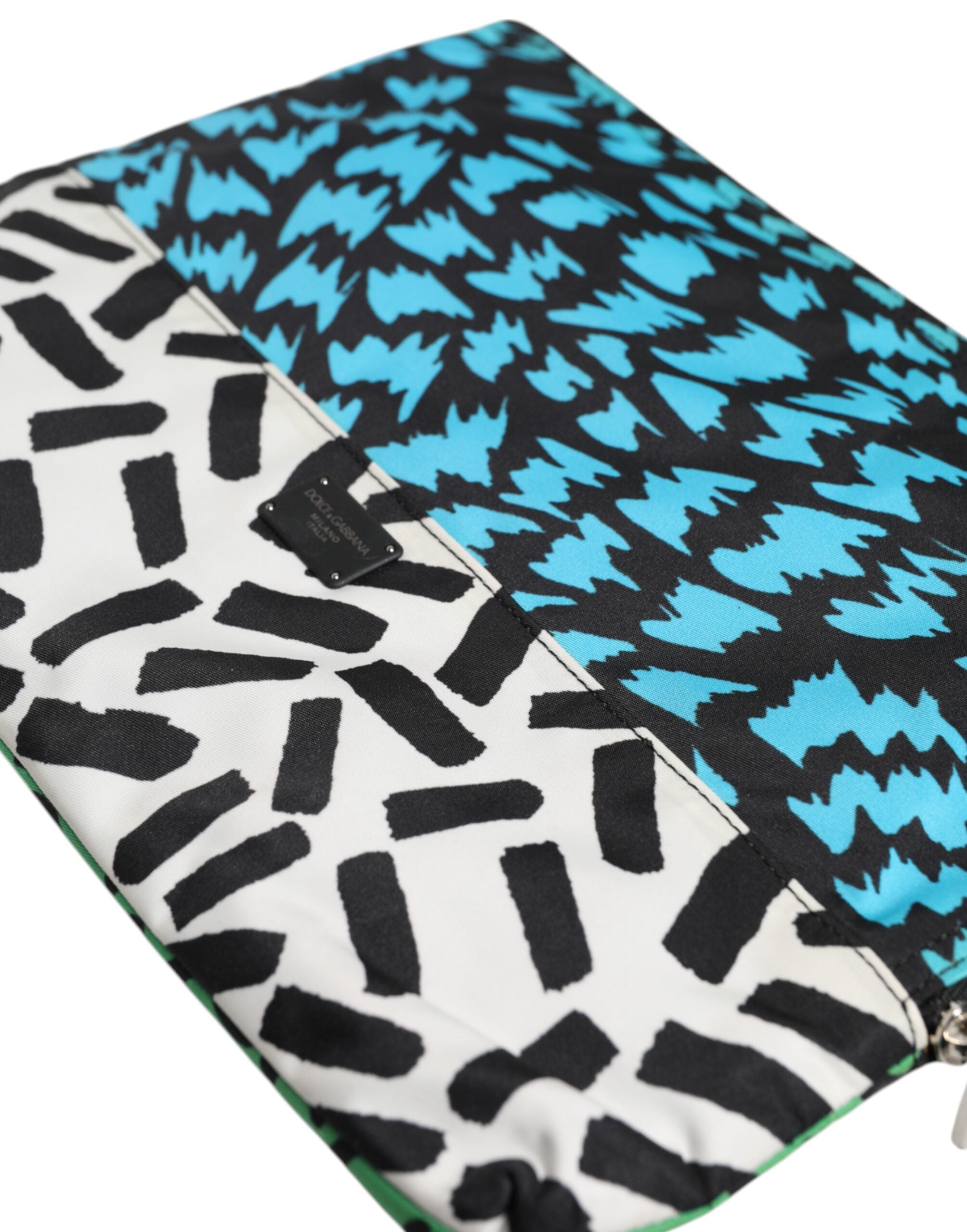 Multicolor Printed Nylon Logo Plaque Men Clutch Pouch Bag - ventzia