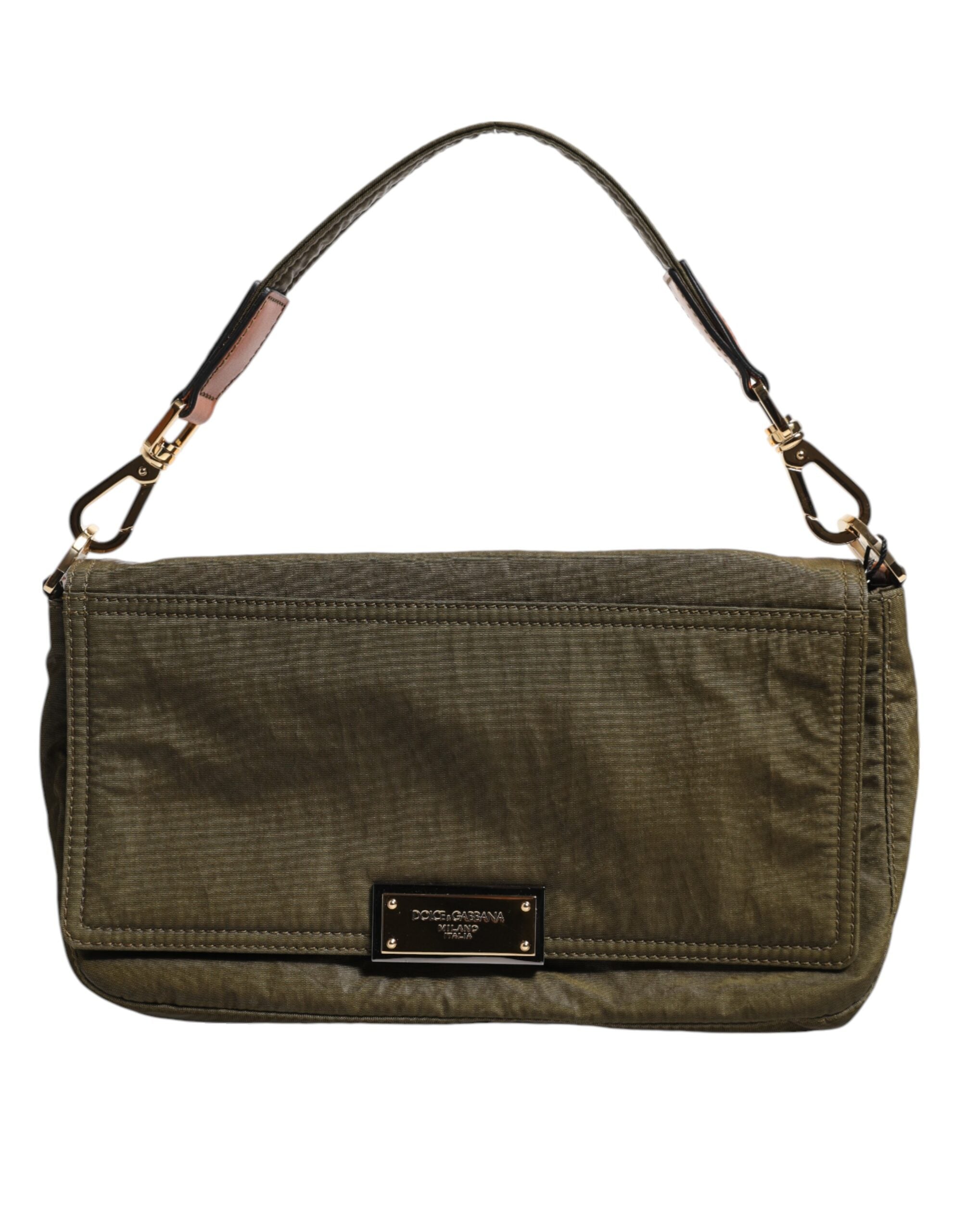 Dark Green Nylon Logo Plaque Shoulder Strap Borse Bag - ventzia