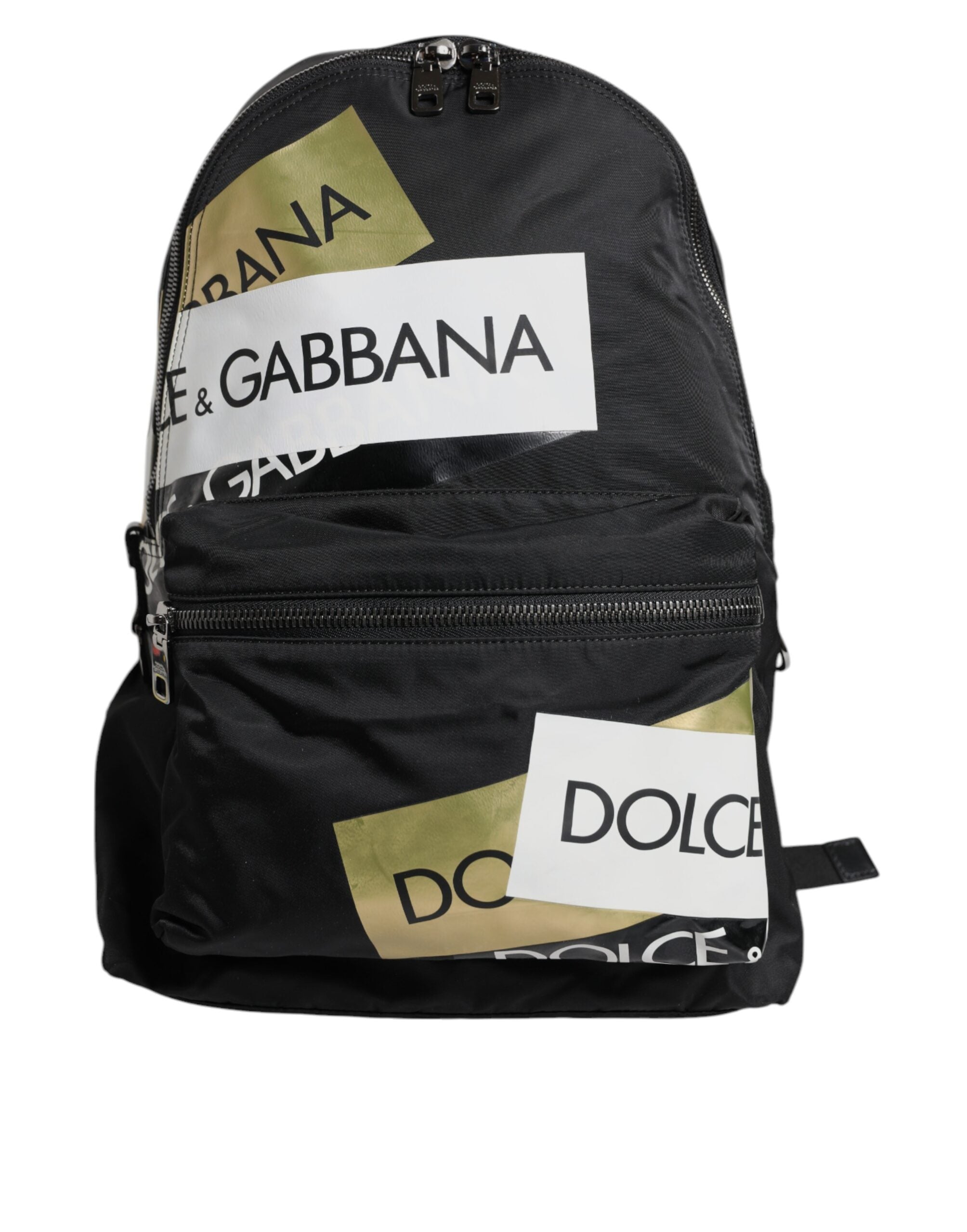 Black Logo Tape Polyamide School Travel Backpack Men Bag - ventzia