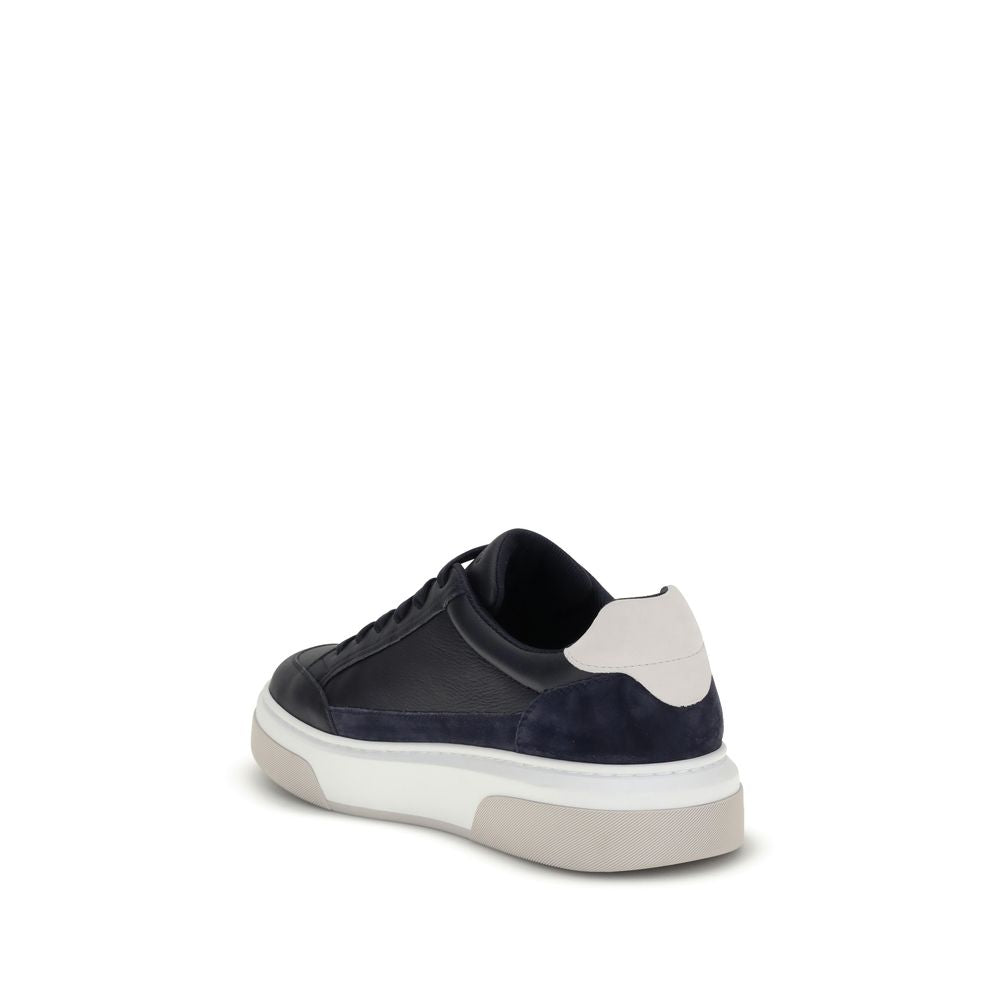 Blue Calf Leather Bos Taurus Low Top Sneakers - ventzia