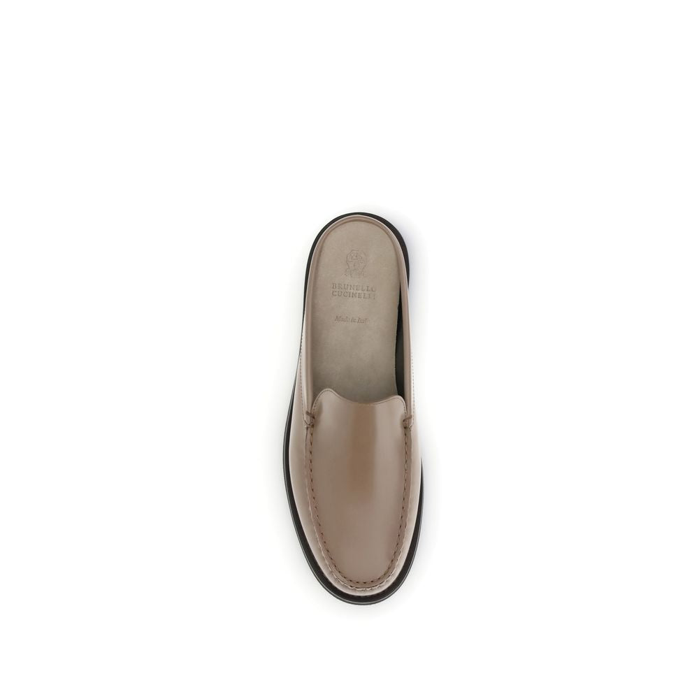 Beige Calf Leather Bos Taurus Mules - ventzia
