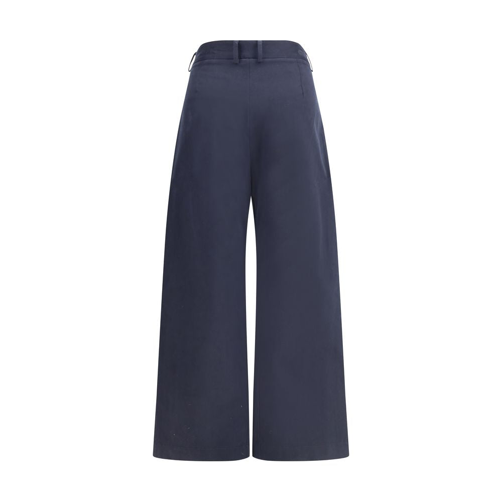 Blue Cotton Casual Pants - ventzia