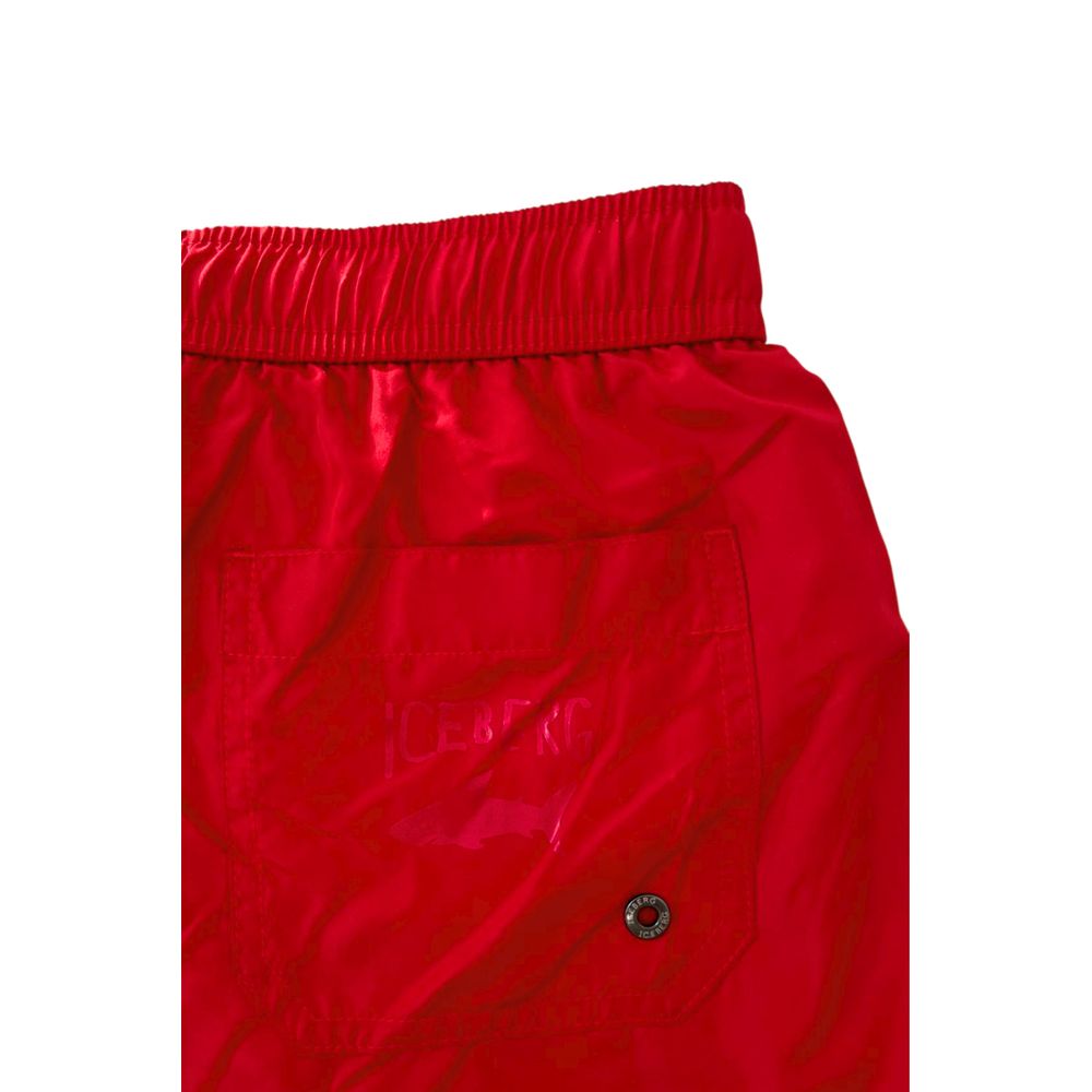 Red Polyester Men Swim Short - ventzia
