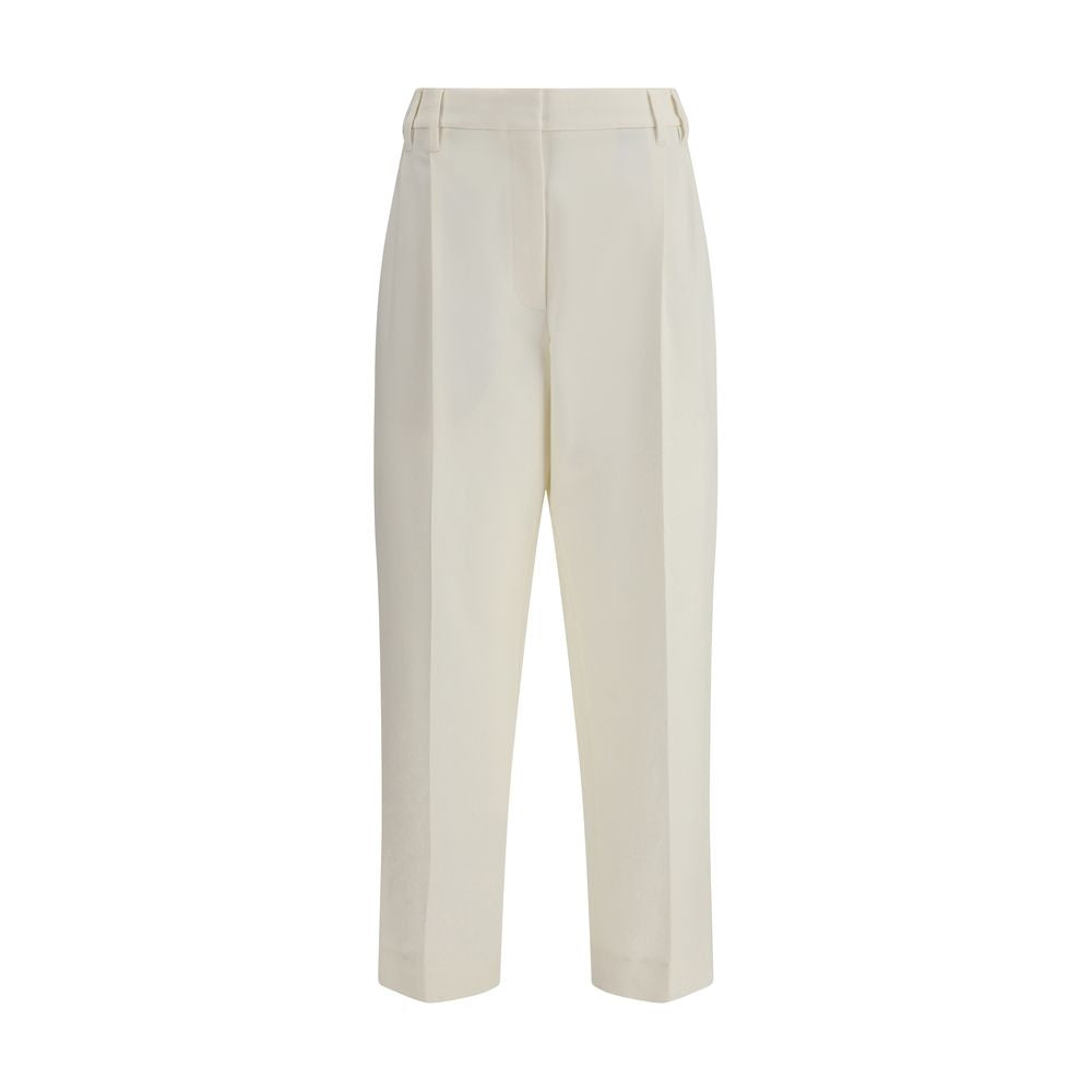 White Cotton Chino Pants - ventzia