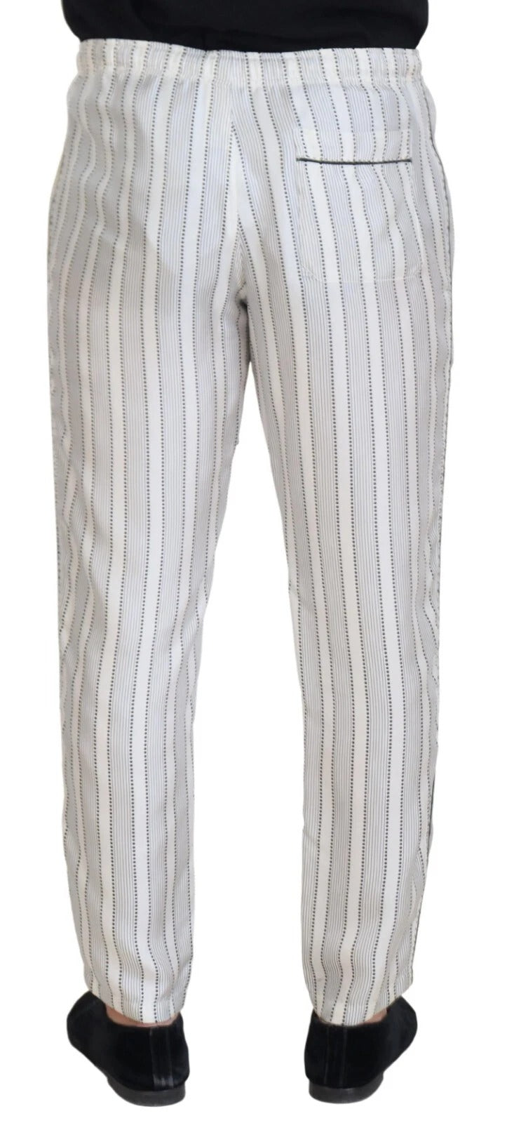 White Stripes Silk Lounge Trouser Pants - ventzia