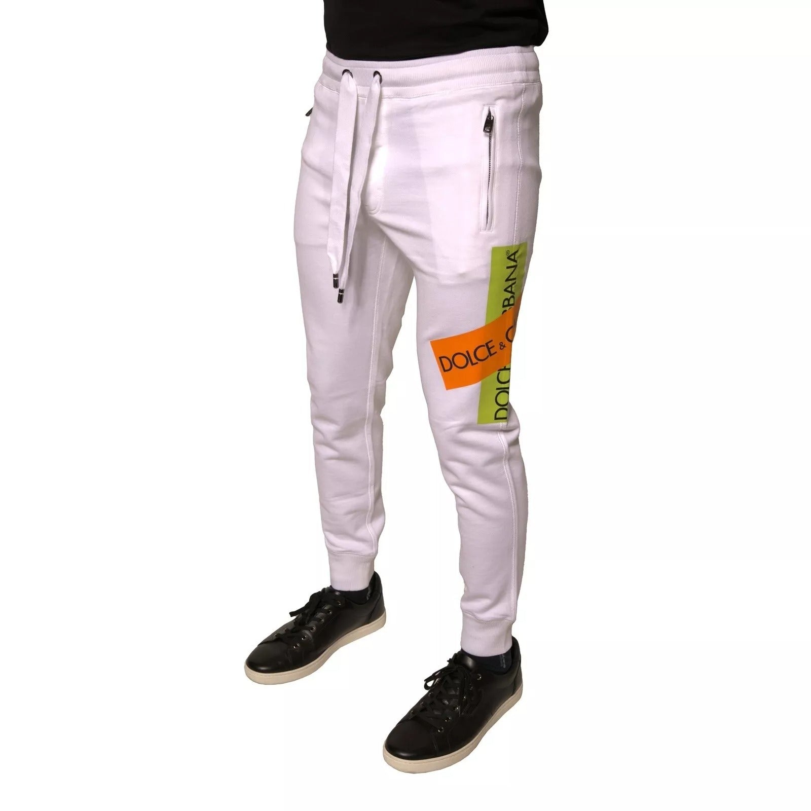White Logo Tape Jogger Cotton Sweatpant Pants - ventzia