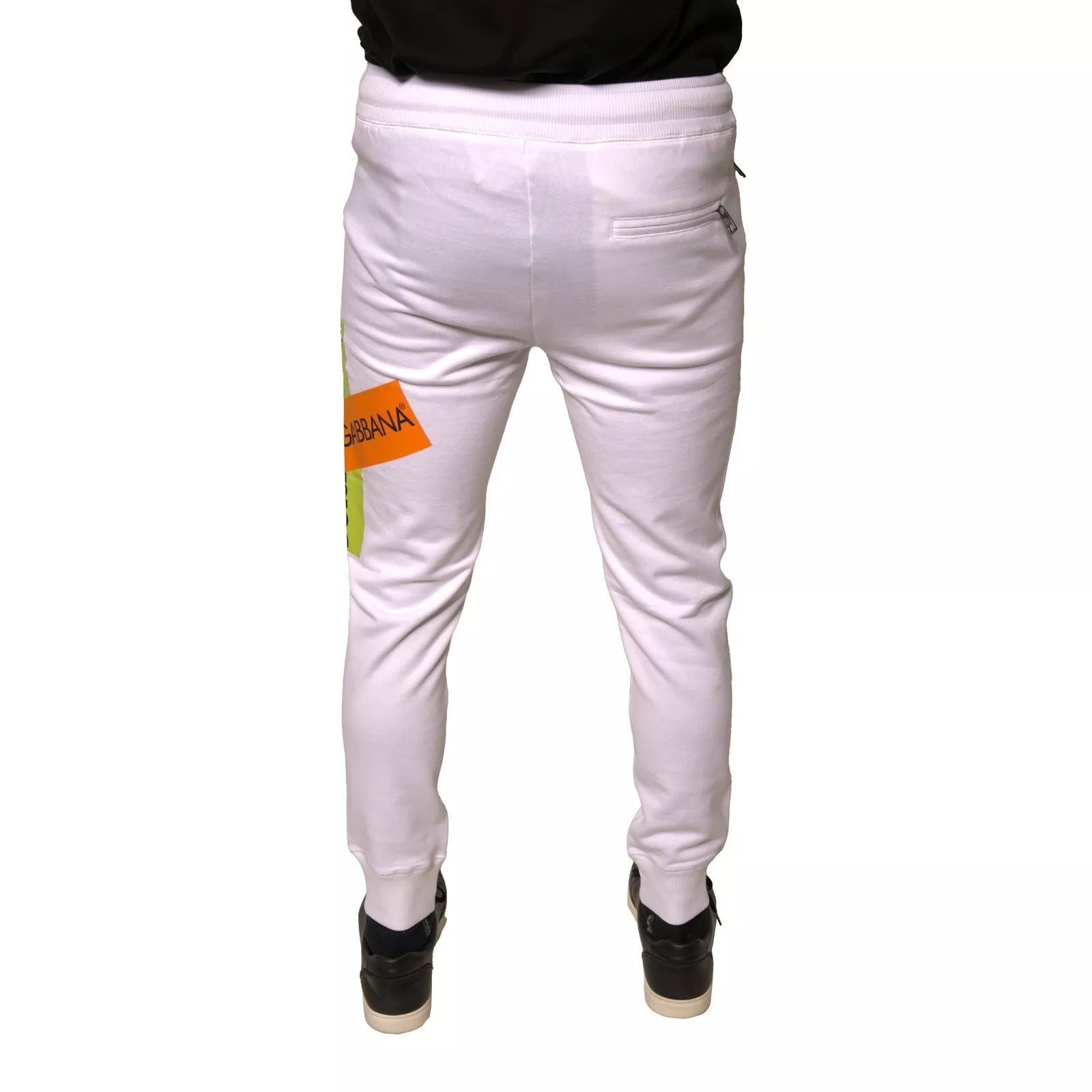 White Logo Tape Jogger Cotton Sweatpant Pants - ventzia