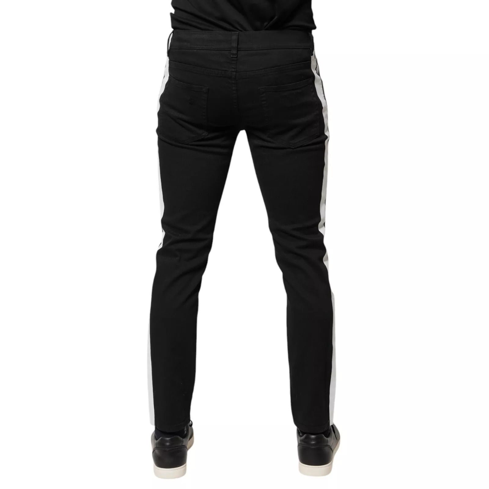 Black Tattered White Lining Skinny Denim Jeans - ventzia