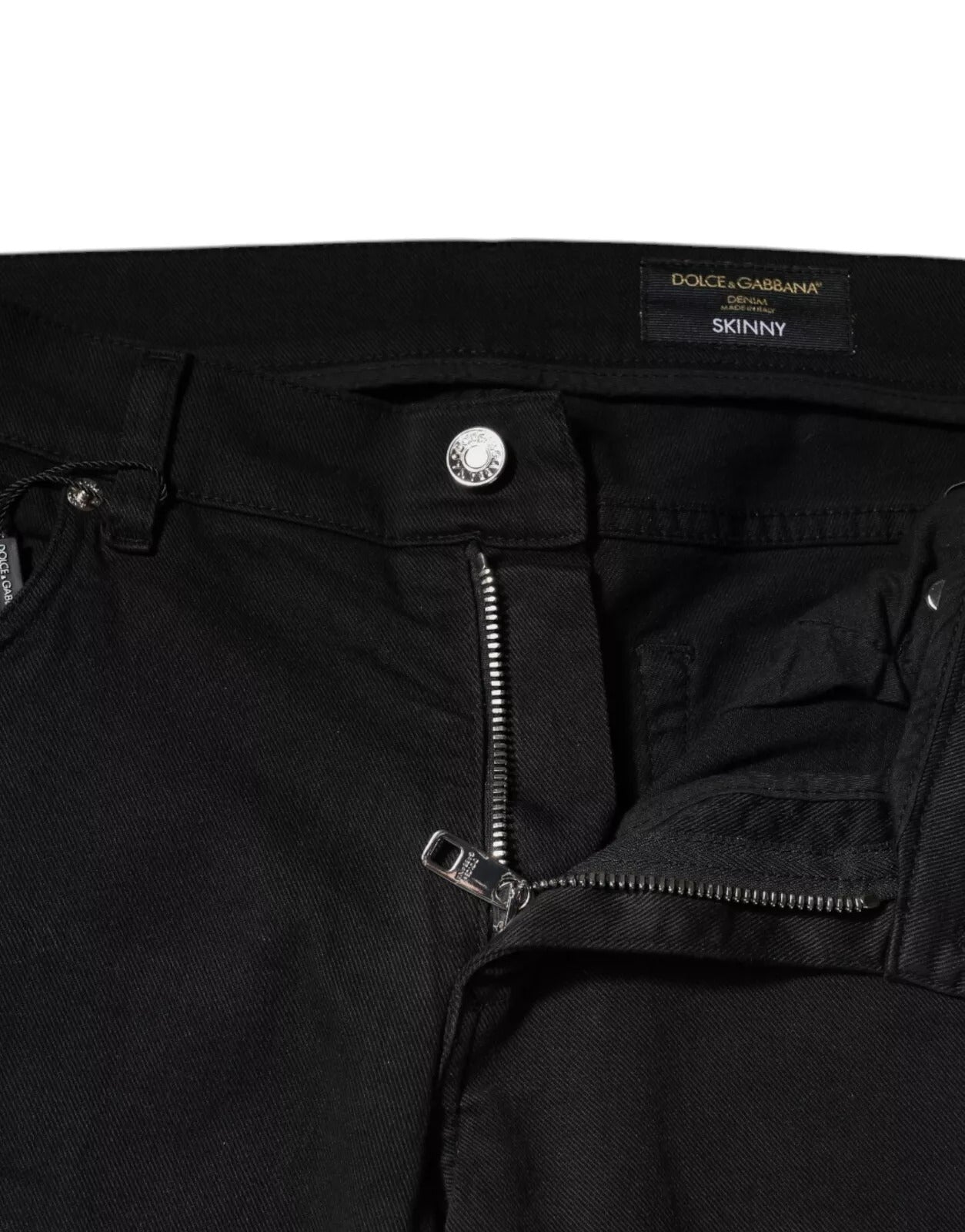 Black Tattered White Lining Skinny Denim Jeans - ventzia