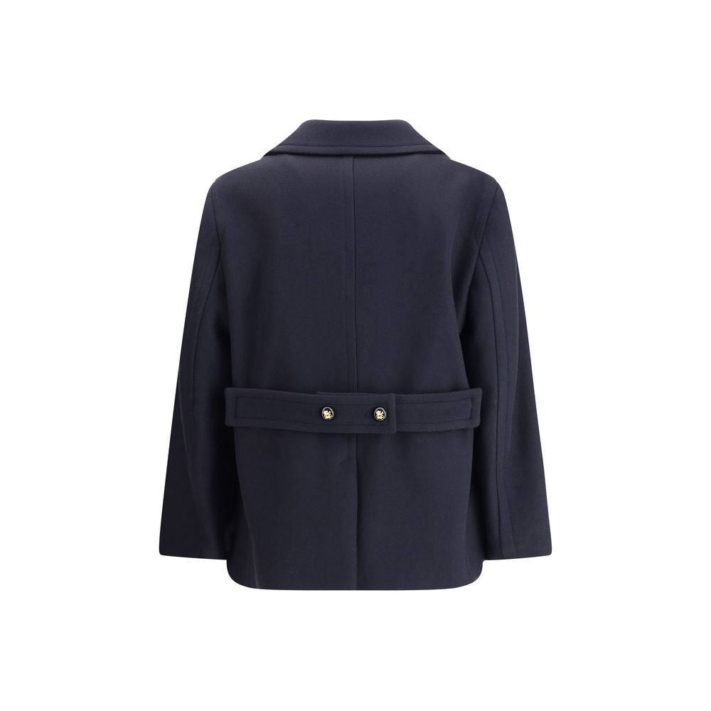 Blue Fleece Wool Coat - ventzia