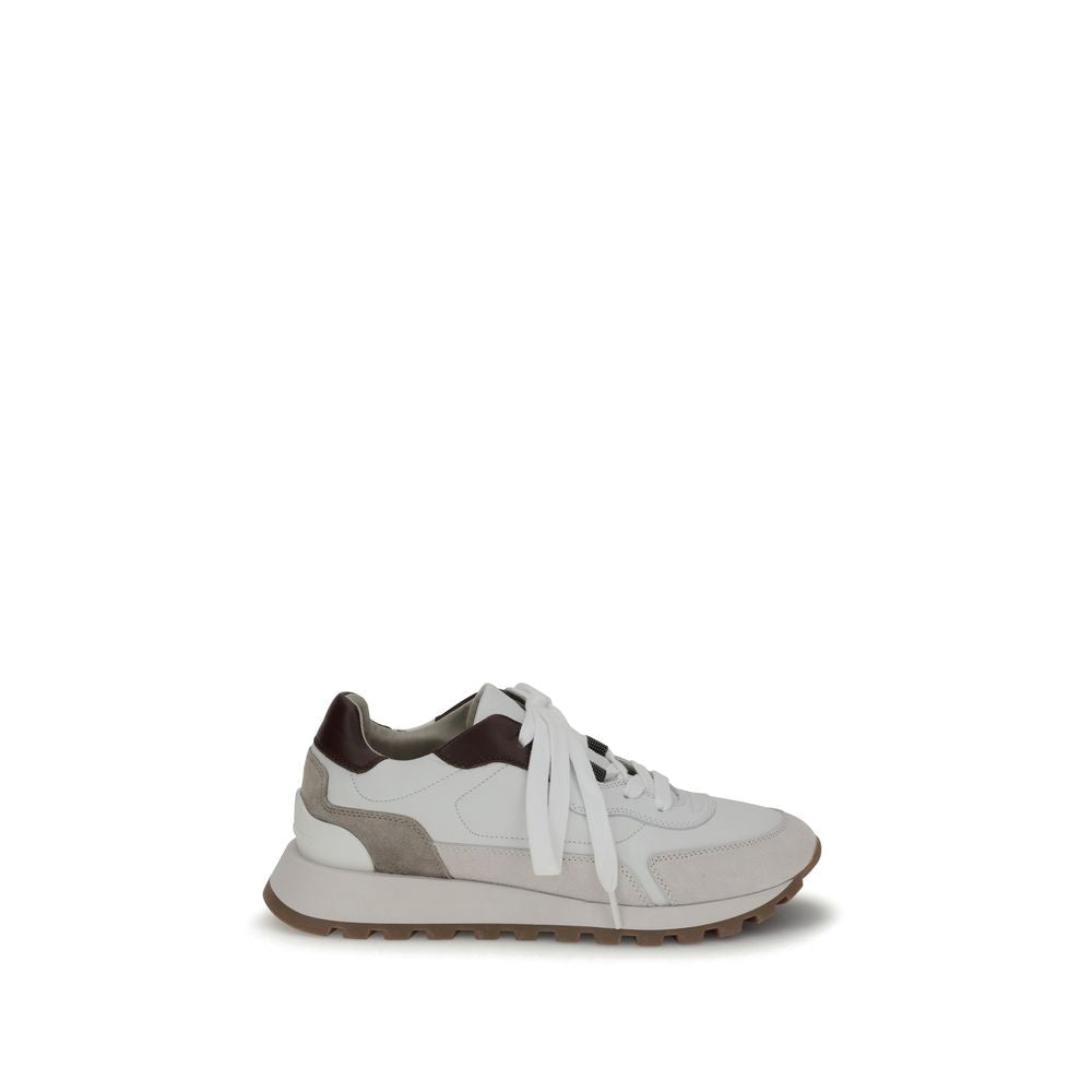 White Leather Athletic Sneakers - ventzia