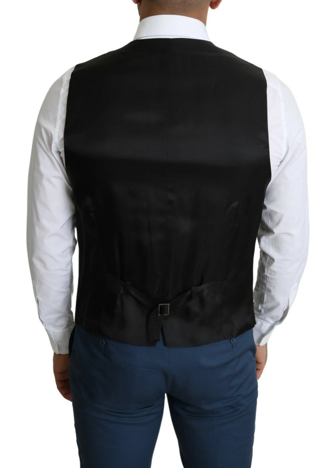 Black Wool Men Formal Waistcoat Vest - ventzia