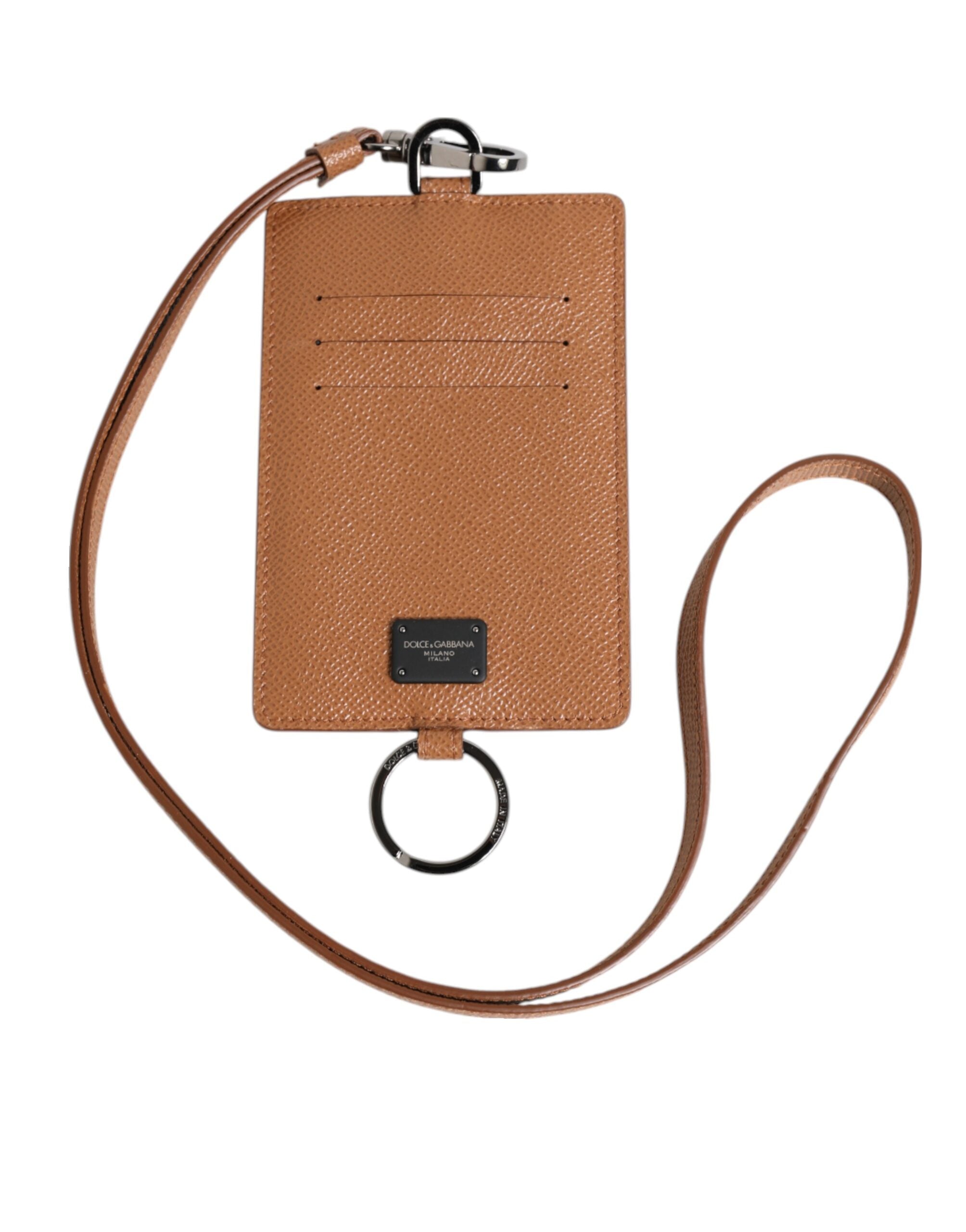 Dark Brown Leather Lanyard Logo Card Holder Men Wallet - ventzia
