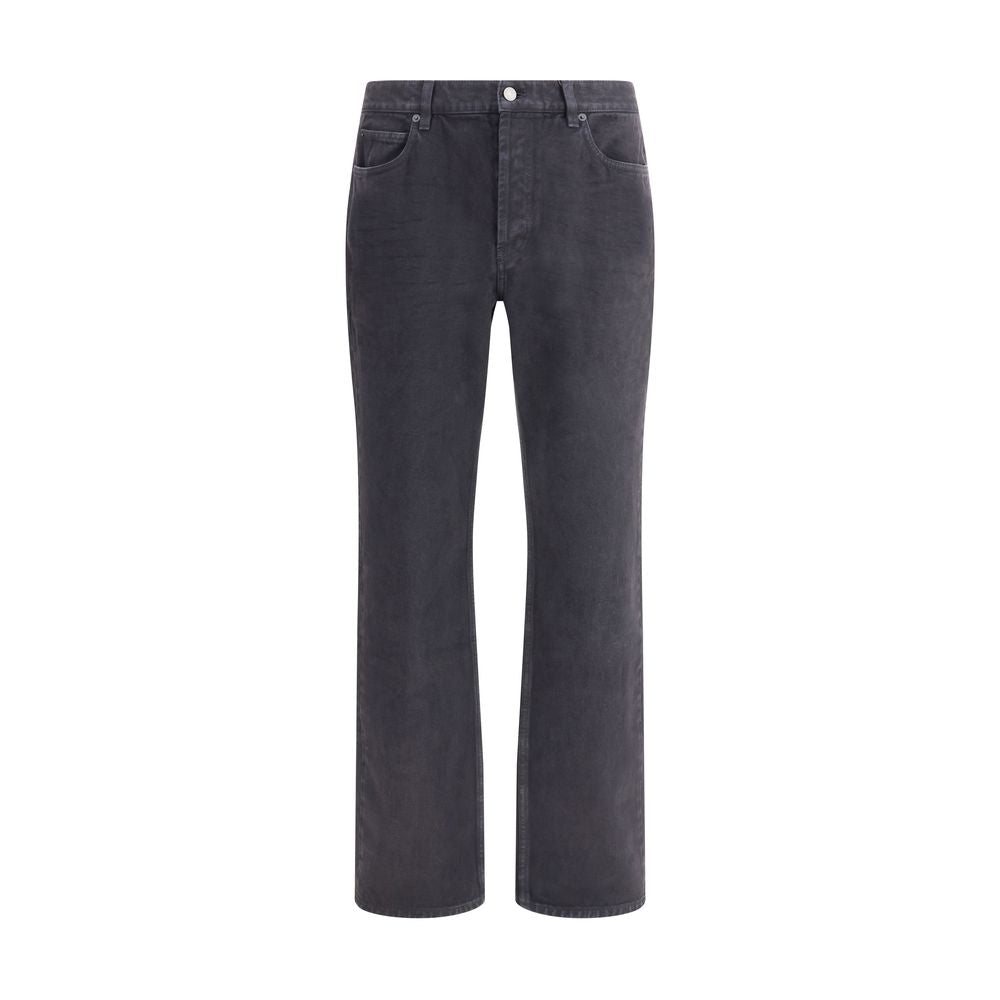 Black Cotton Straight-Leg Jeans - ventzia