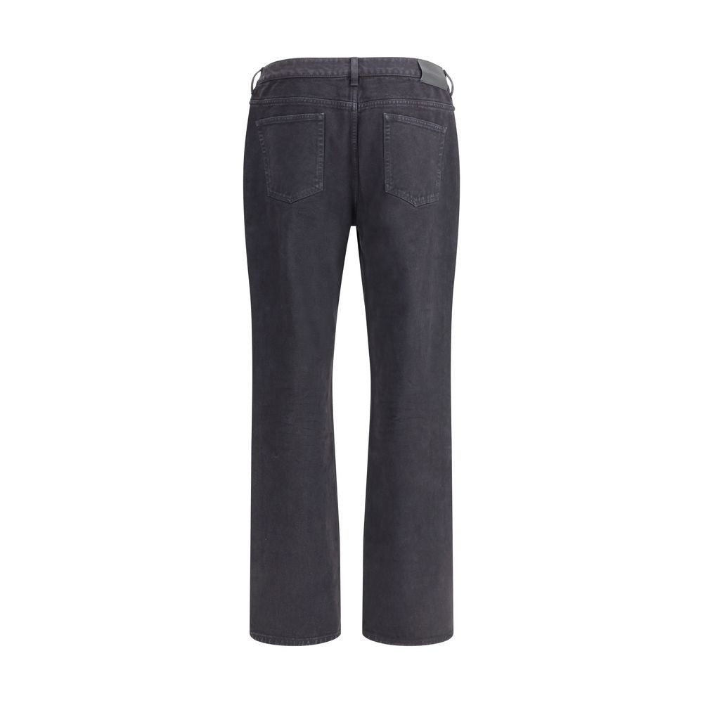 Black Cotton Straight-Leg Jeans - ventzia