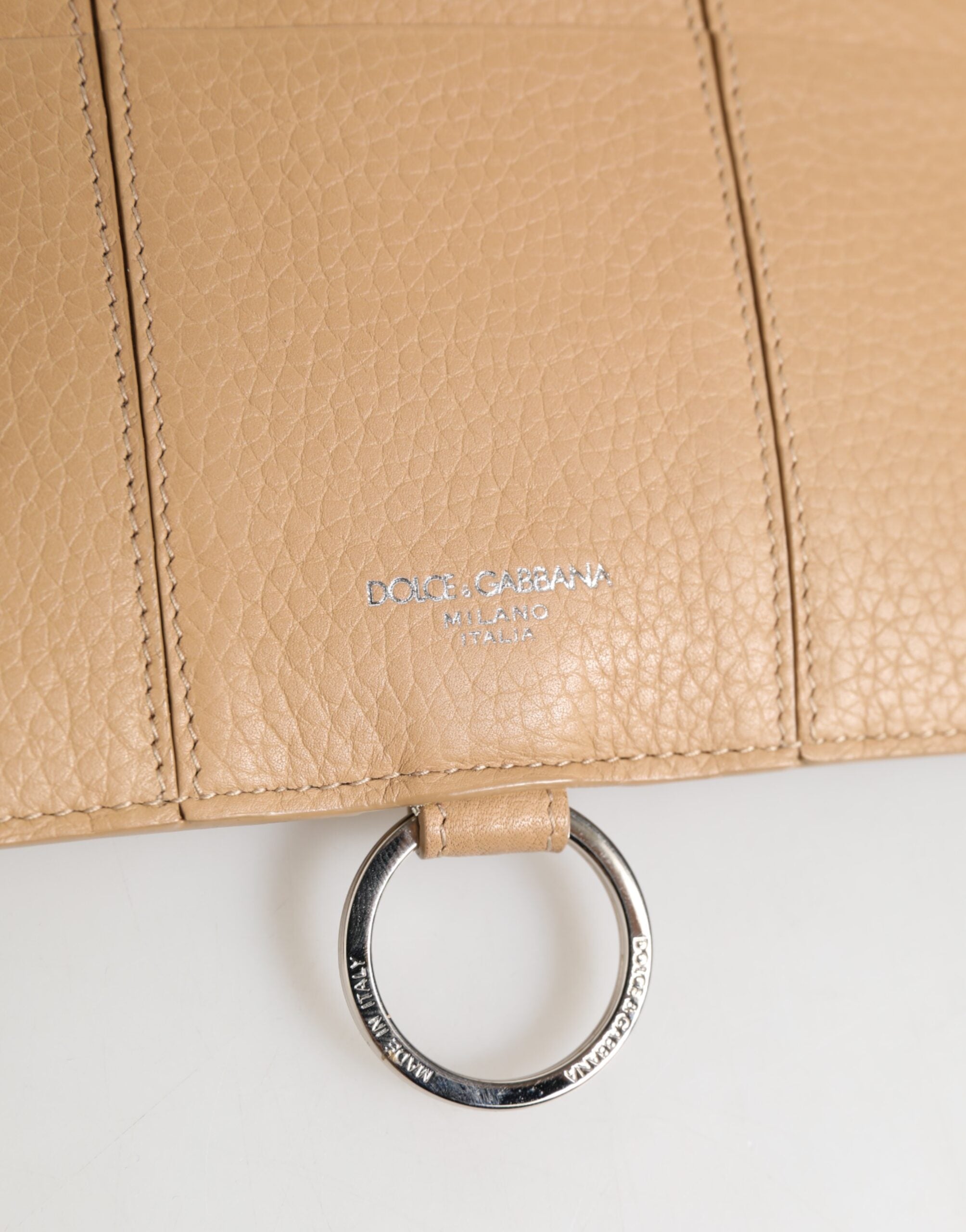 Beige Calfskin Leather Large Crossbody Card Holder Wallet - ventzia