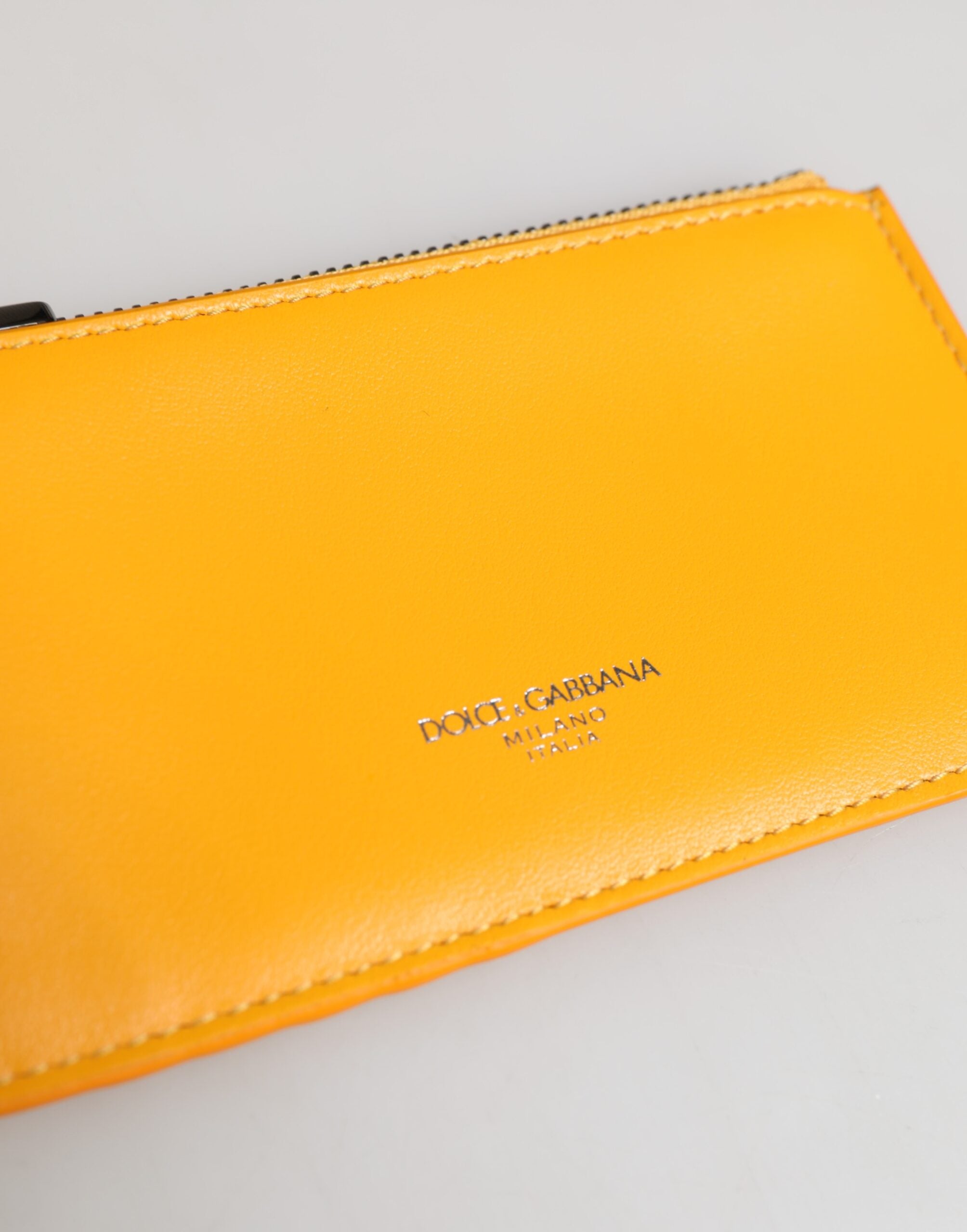 Yellow Orange Leather Credit Card Key Holder Clip On Wallet - ventzia