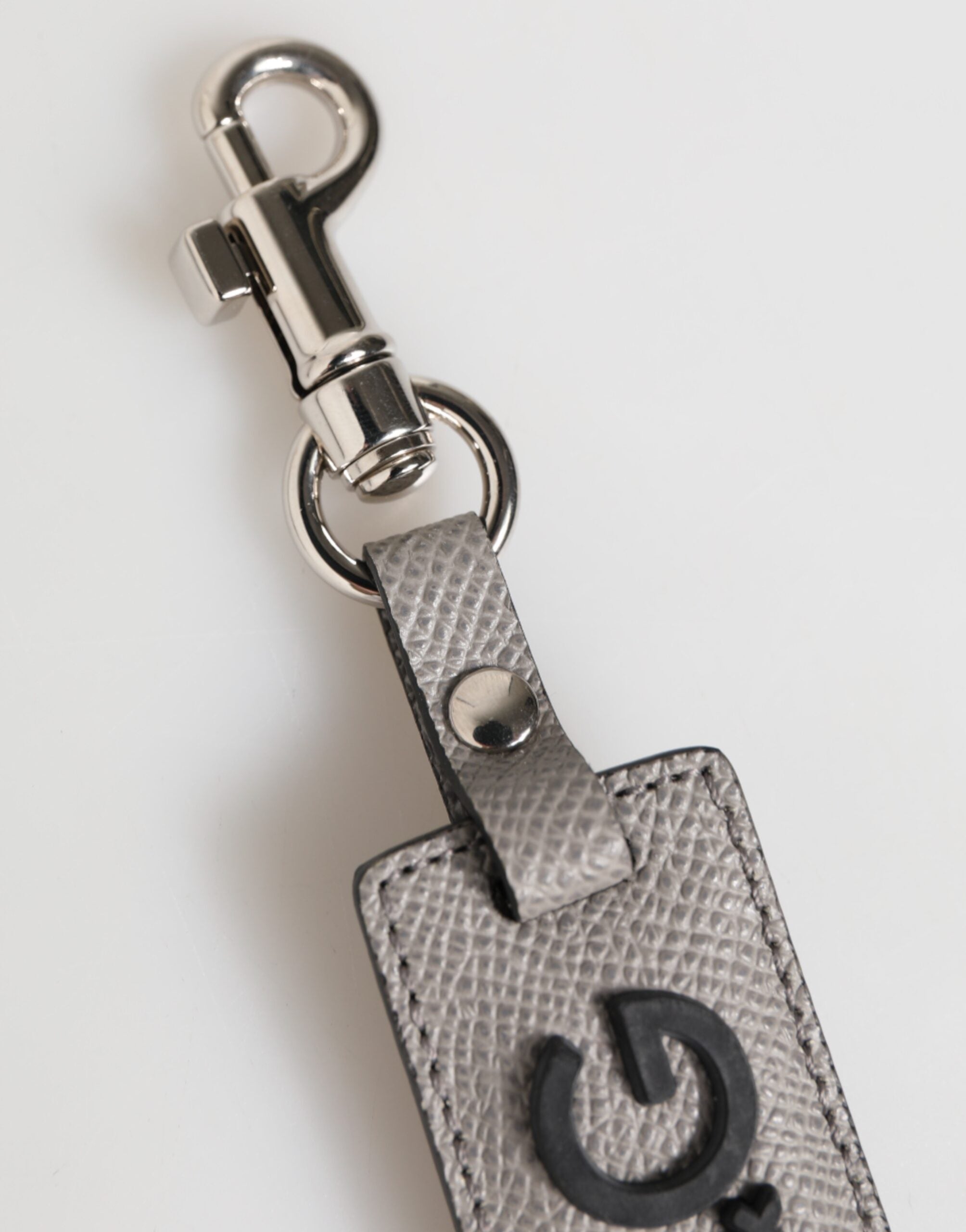 Gray Leather Logo Metal Ring Keychain Holder Men Keyring - ventzia